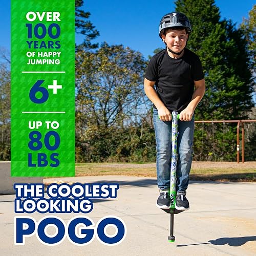 Miniatura 2 de Flybar Pogo Stick para niños, de 40 a 80 libras, perfecto para principiantes, mangos de espuma de agarre fácil, reposapiés antideslizantes, juguetes