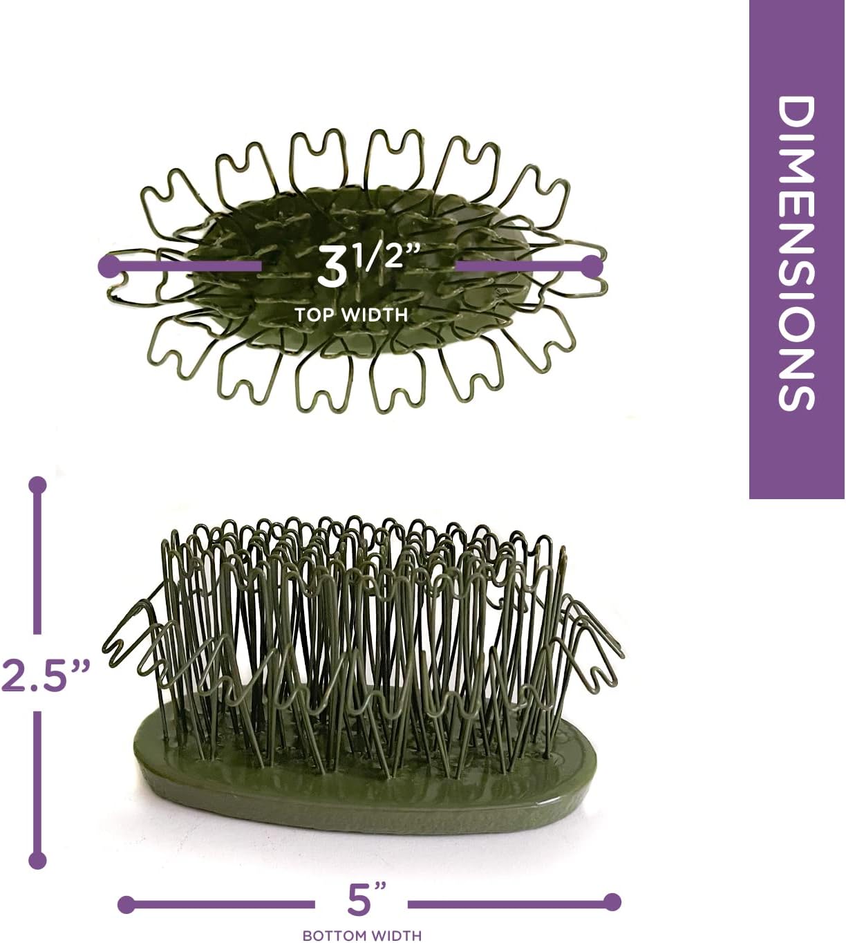 Floral Genius Set of 2-3-3/4" Original Blue Ribbon Metal Oval Hairpin Holder | Flower Frog Kenzan for Fresh, Dried & Artifical Flowers | Flexible, Rust-Free Brass Pins for Easy Arranging | USA Made