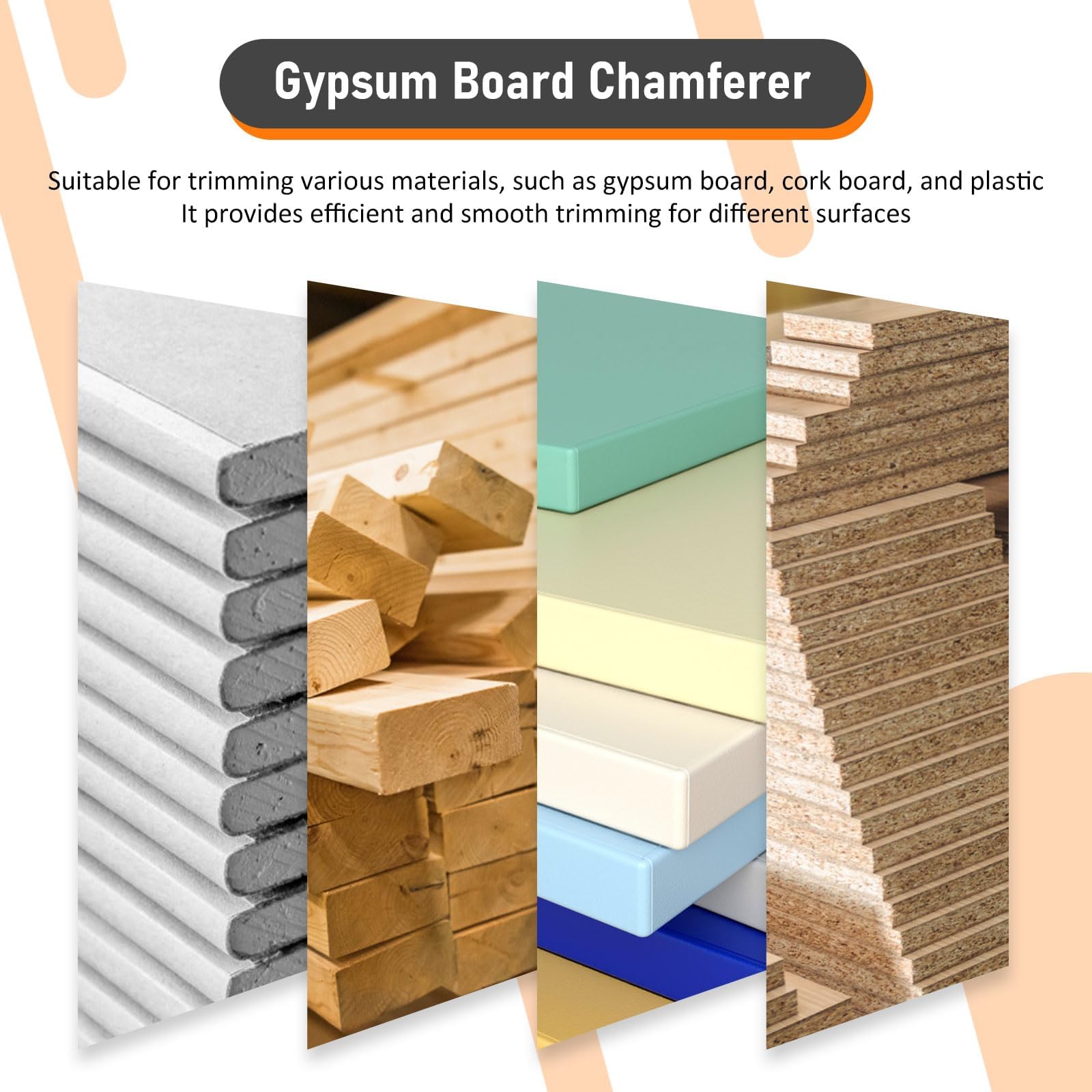 Gypsum Board Chamferer, Gypsum Board Hand Plane Drywall Edge Chamfer Woodworking Hand Tool, Plasterboard Edger Woodworking Edge Planer (45°+60°)
