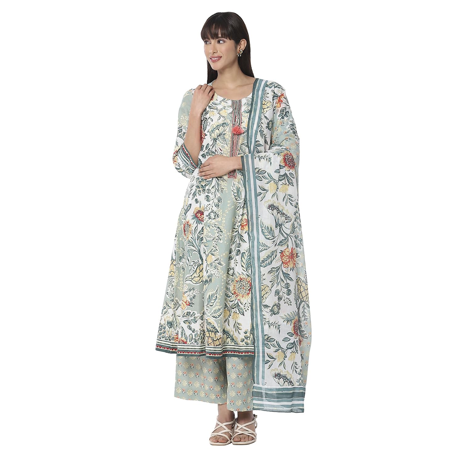 Women Cotton Kalidar Printed Suit Set-image-7