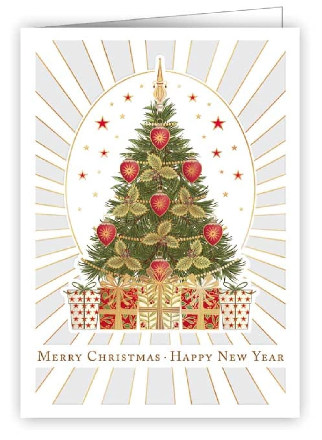 Quire Mini Card Tree & Presents,Green/Red,70x89mm