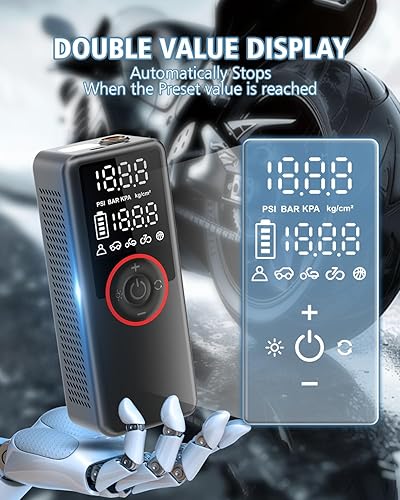 Miniatura 4 de Inflador de neumáticos, compresor de aire portátil, bomba de aire para automóviles, bicicletas y neumáticos de motocicleta, bomba cilíndrica de