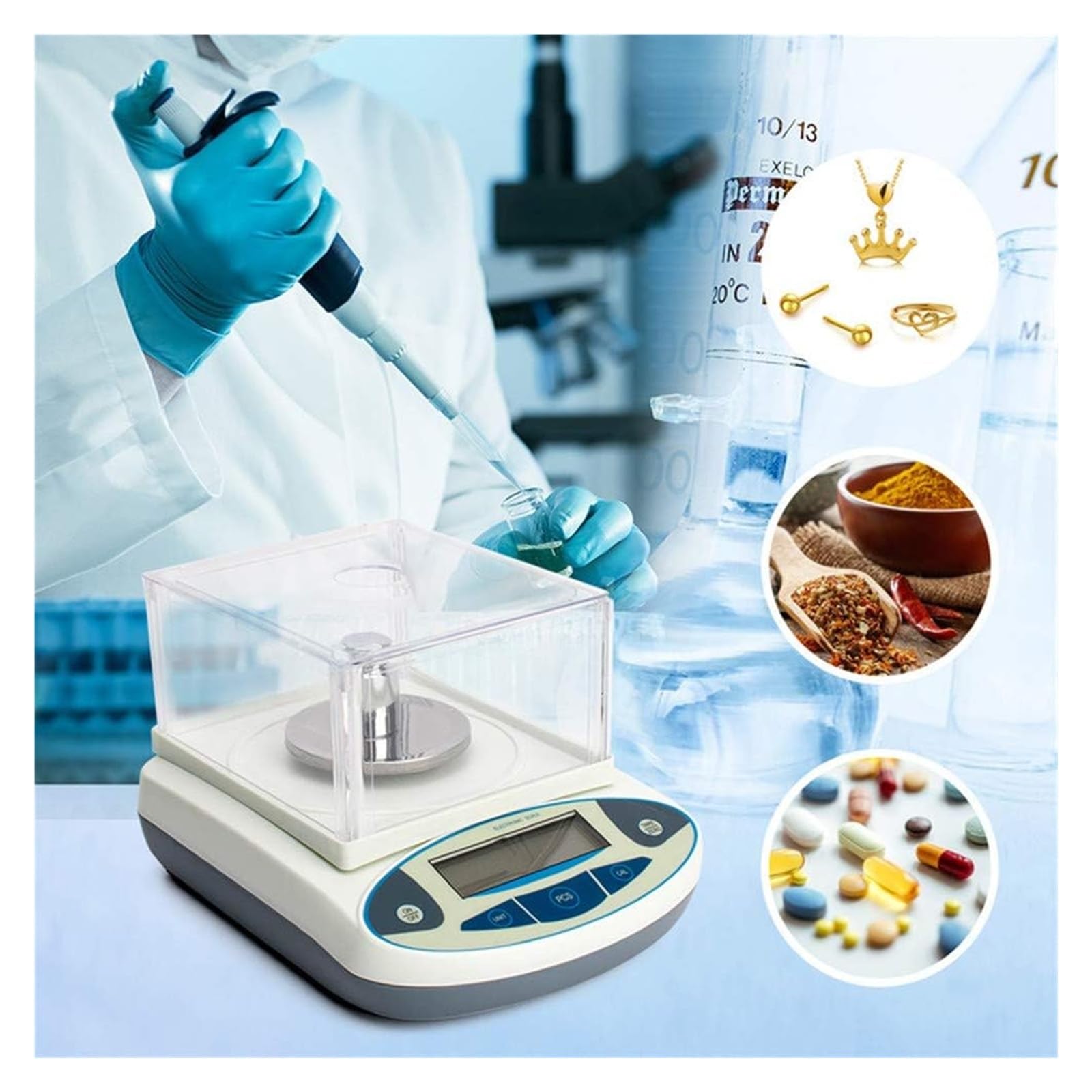 Escala de laboratorio de precisión balanza de laboratorio balanza analítica Digital balanza de laboratorio balanza de joyería balanza científica escala de 0.01g precisión (5000g, 0.01g)