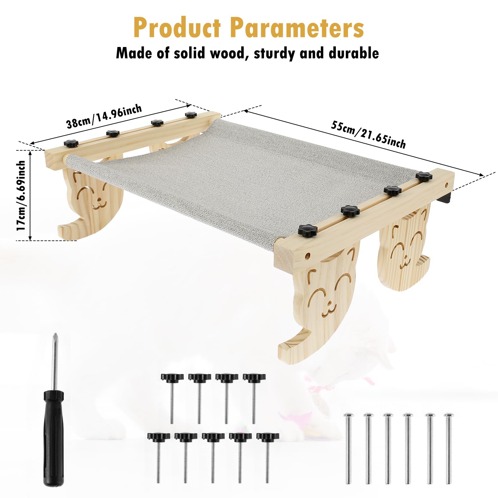 HSHGZSR Cat Window Perch Window Sill Cat Bed Easy to Adjust and Assemble Cat Hammock Cat Window Bed Hanging and Floor Standing Double-use Cat Bedside Bed for Indoor Cats for Windowsill Floor