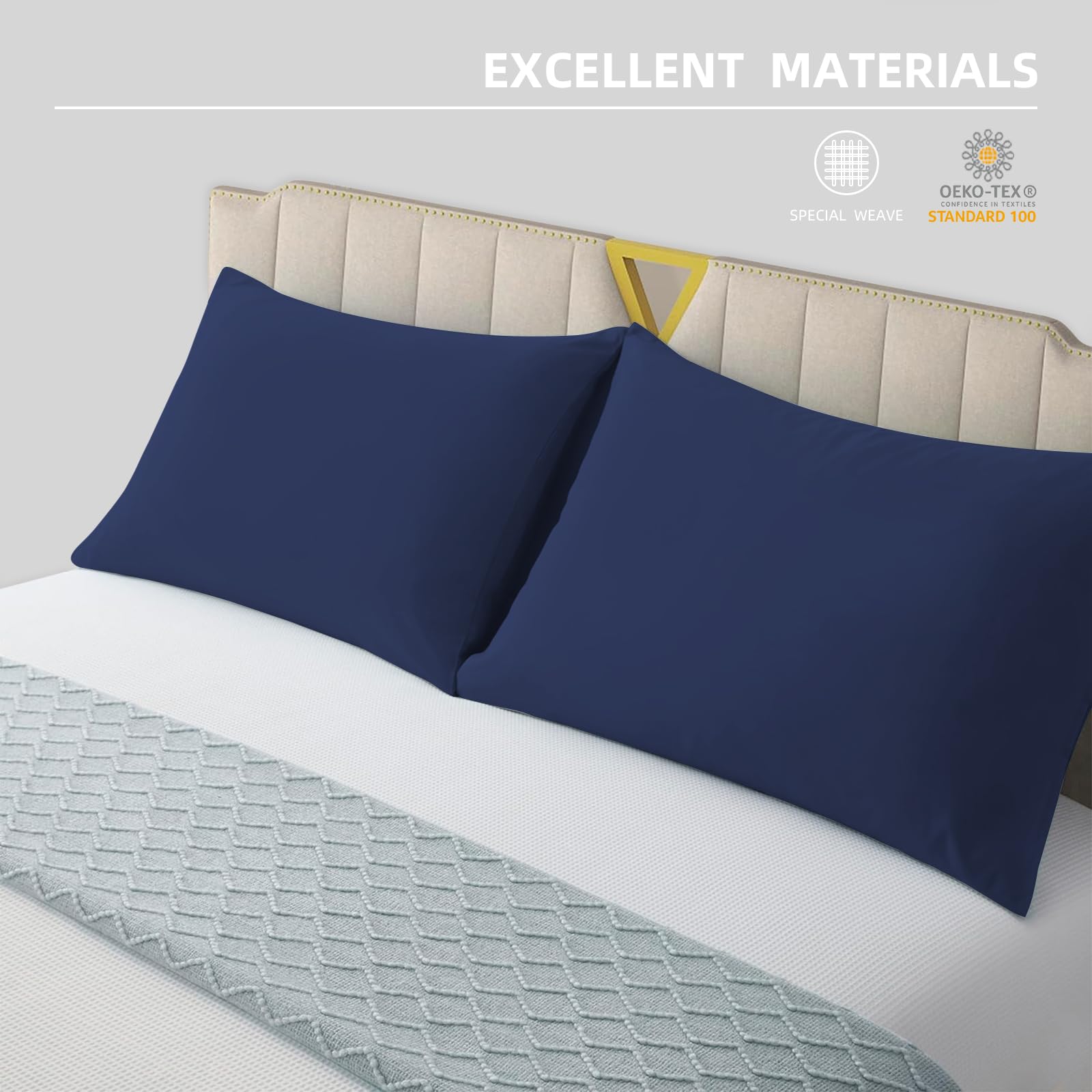 Taies D'Oreiller 50x90 Lot De 2 Premium Microfibre - Fermeture Éclair Invisible, Douces Et Hypoallergéniques Beige