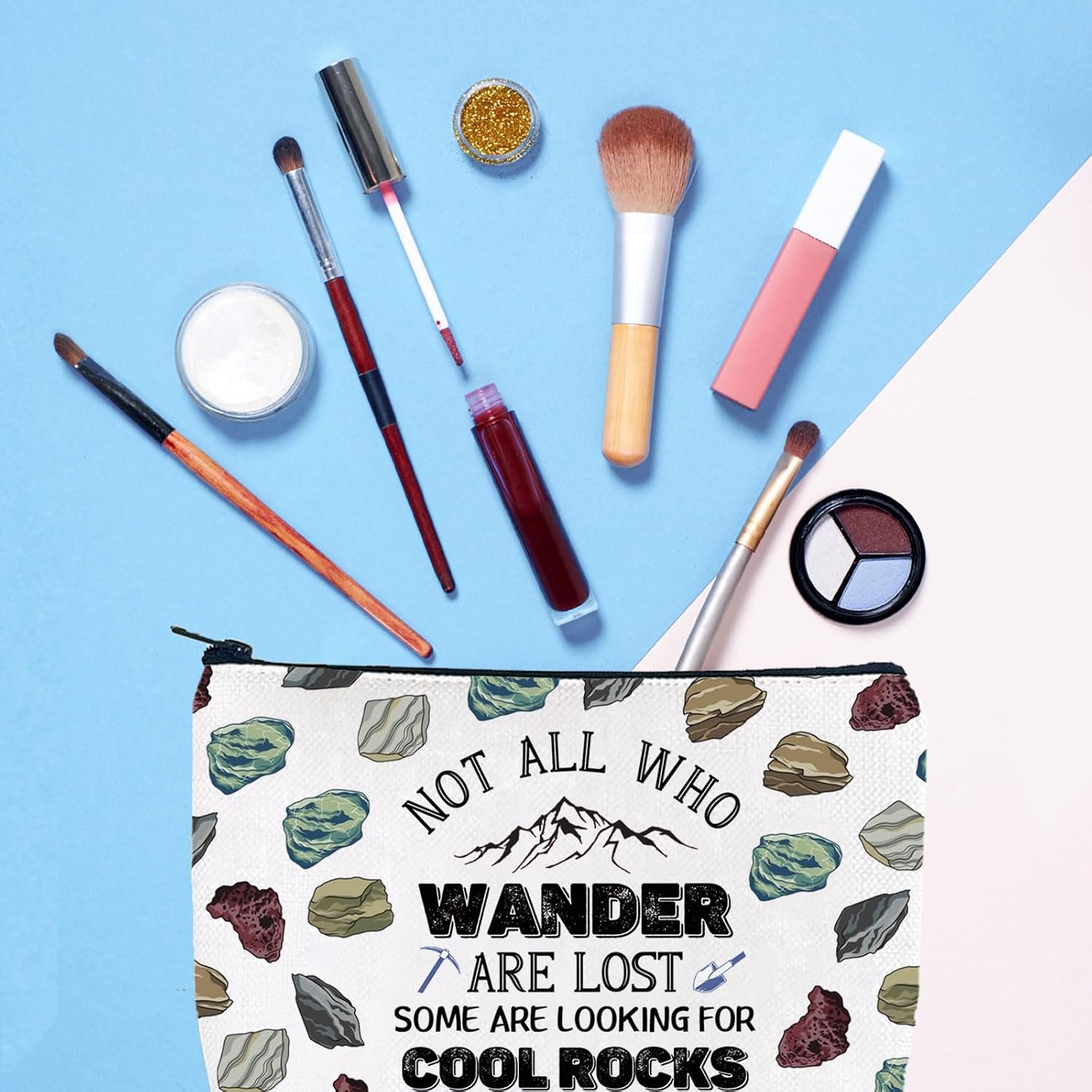 Gzrlyf Geologist Funny Gift Geologist Makeup Bag Not All Who Wander Are Lost Some Are Looking For Cool Rocks Rock Hounding Bag (WANDER ROCKS) image 2