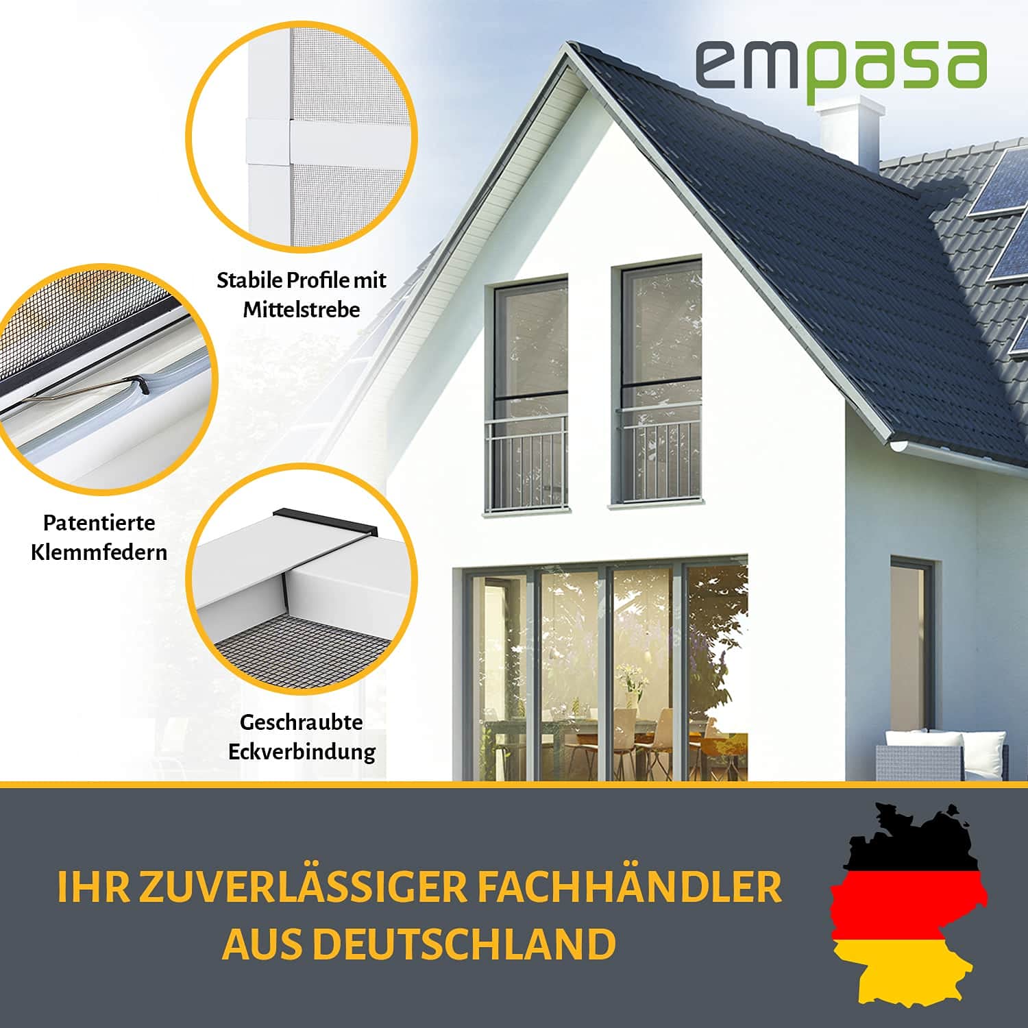 Empasa Fliegengitter Alurahmen-Set – 4-teilig, Individuell Kürzbar – Für Fenster Bis 117 X 137 Cm – Ohne Bohren Montierbar, In Weiß, Braun Oder Anthrazit