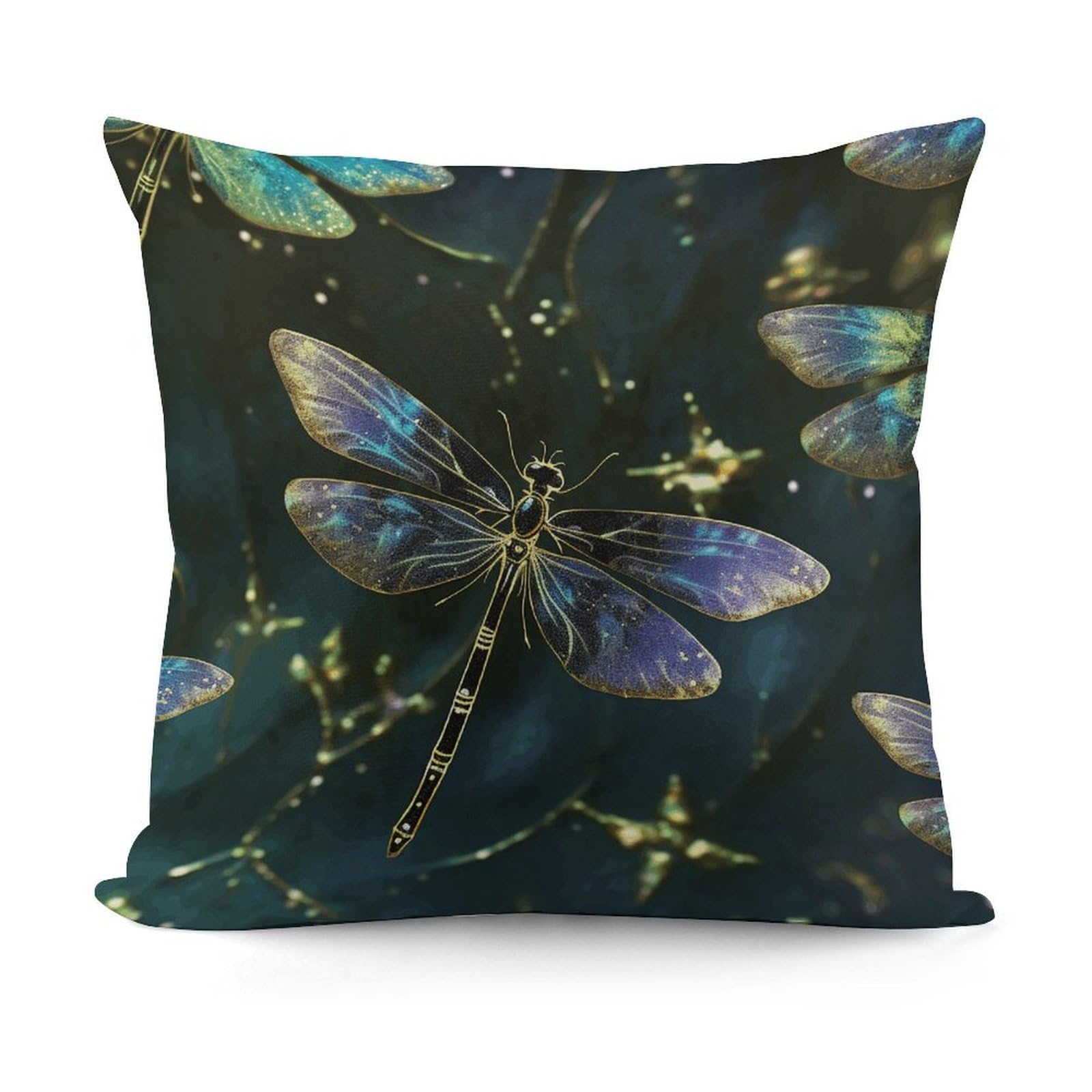 VstaDank Dragonfly Throw Pillow Cover Soft Square Cushion Cover Art Artwork Pillow Covers Mordern Couch Pillow Covers Decorative Cushion Case for Chair Couch Bedroom Living Room