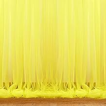 1iAM 2pcs Yellow Backdrop Decoration Net - Large Size, Stitched with Ribbon, Nylon Made, Reusable, Soft, Wrinkled Free, 8.5x5ft Each, Cabana Tent Party Decoration Items for Birthday, Anniversary
