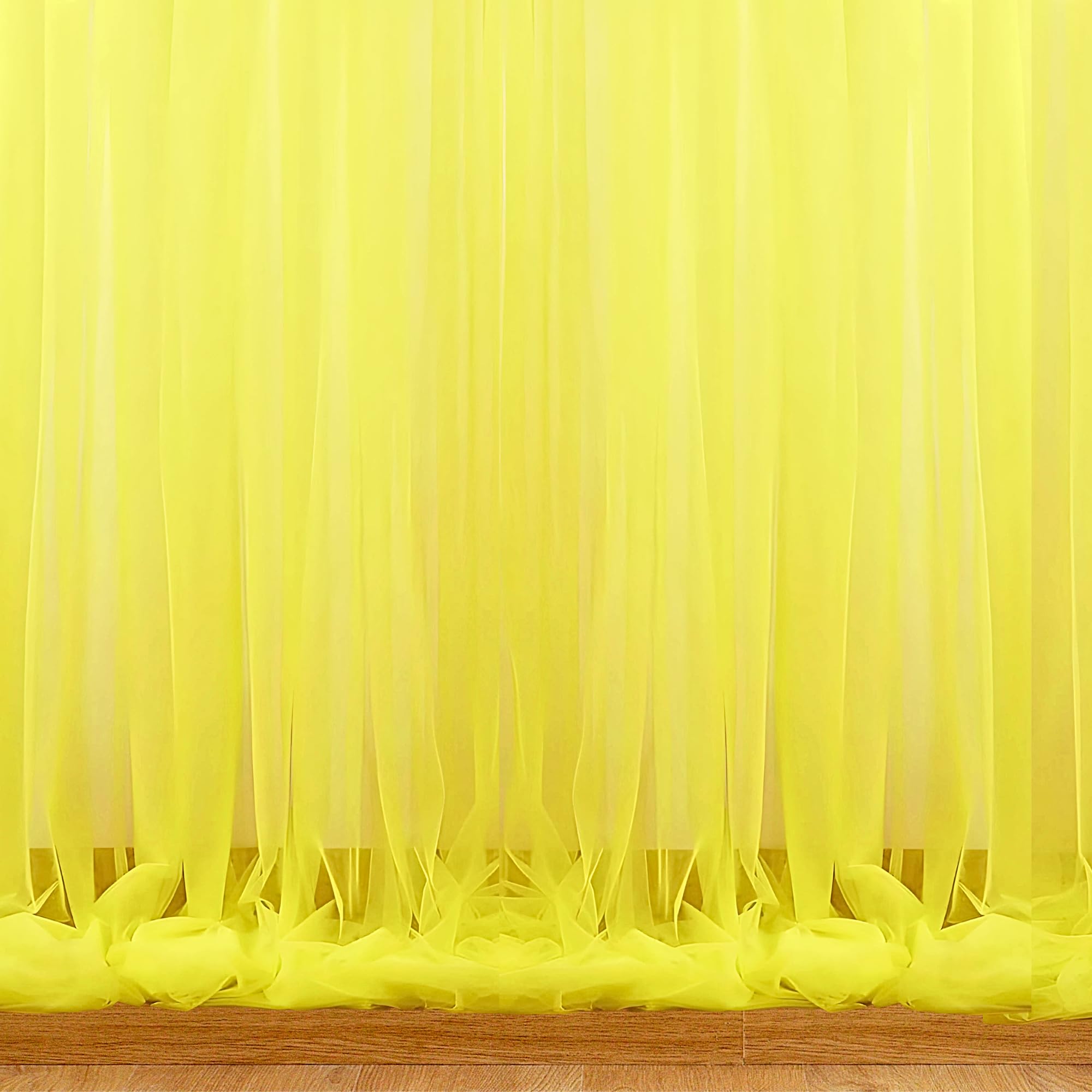 1iAM 2pcs Yellow Backdrop Decoration Net - Large Size, Stitched with Ribbon, Nylon Made, Reusable, Soft, Wrinkled Free, 8.5x5ft Each, Cabana Tent Party Decoration Items for Birthday, Anniversary-image-43