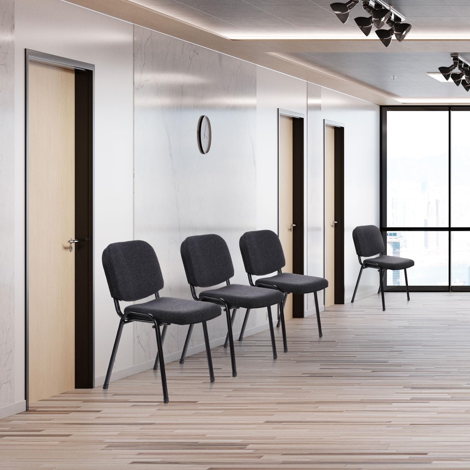 HJH Office 704520 Set di 4 Ospite XT 600 Tessuto, Conferenza imbottita, impilabile, Attesa, Poltrona, Antracite