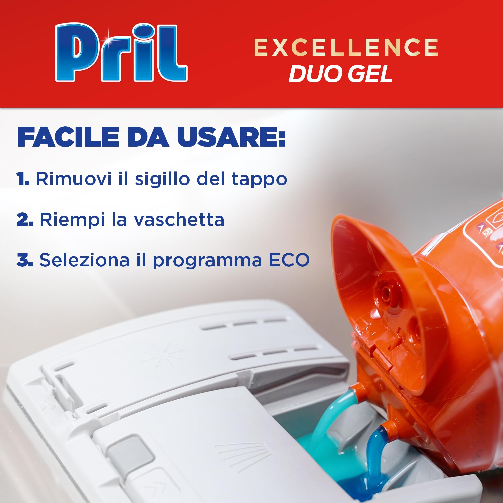 Pril Duo Gel, Detersivo lavastoviglie Gel, Azione Sciogligrasso, Formato da 8 Confezioni da 30 Lavaggi, 240 Lavaggi