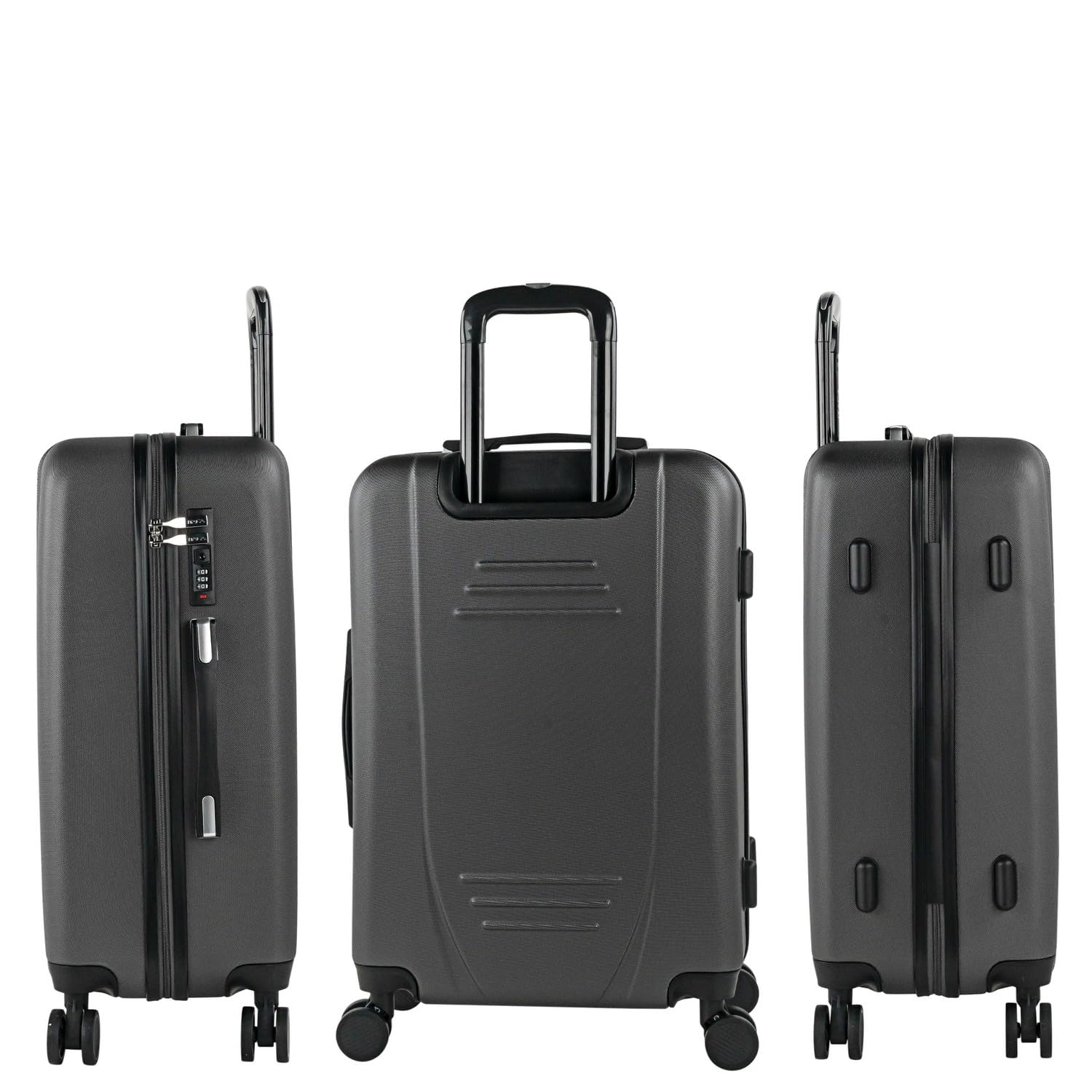 ITACA - Maleta Mediana 55x40x20 de Viaje rígidas Trolley con 4 Ruedas Dobles para Avion Ligera Equipaje de Mano candado de combinación., Antracita