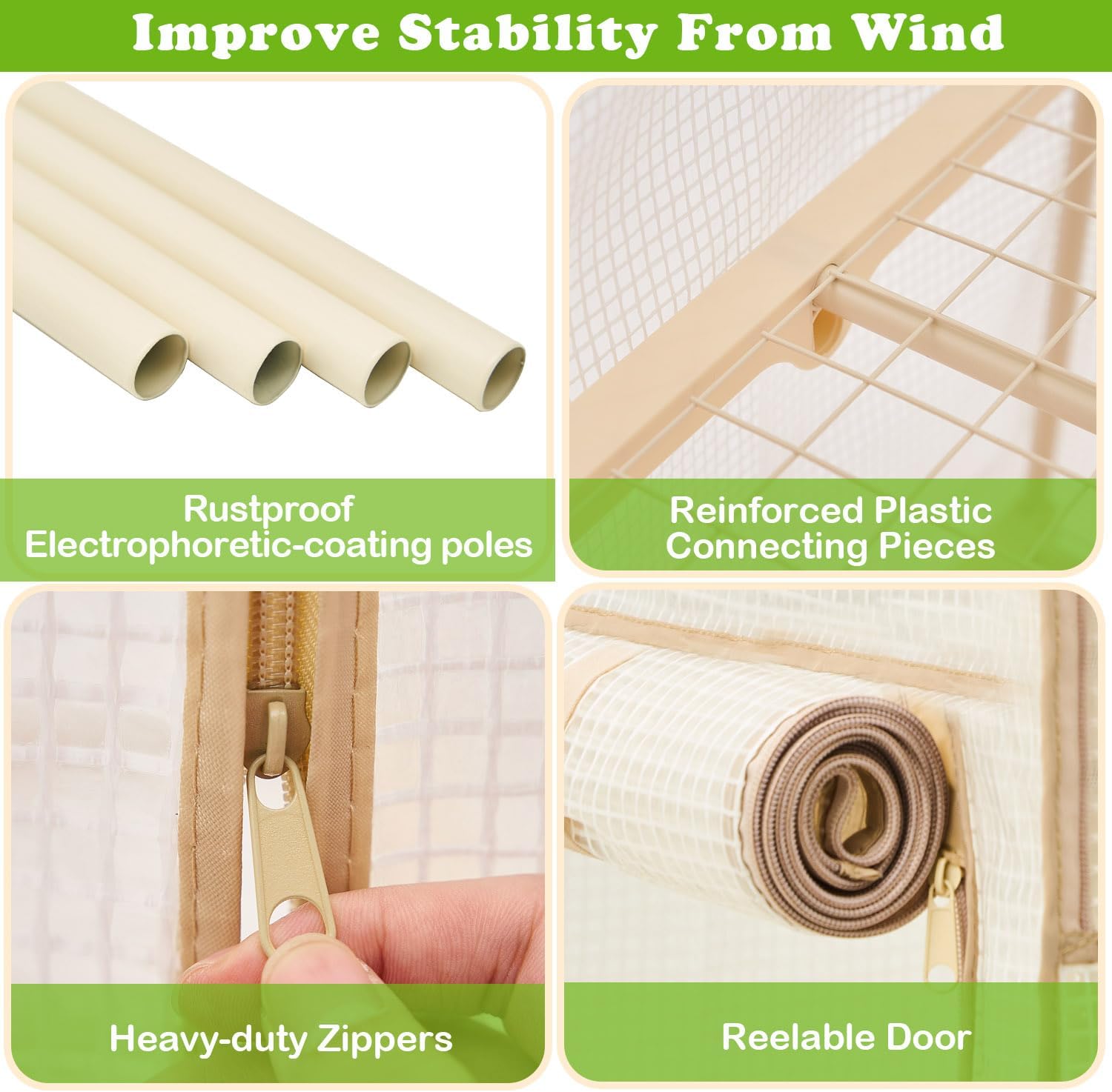 Mini Greenhouse for Indoor Outdoor 4 Tier 27.2" L×19.9" W×61.8" H Portable Greenhouse Durable PE Cover for Seedling, Double-Layer Roof Design Ideal Gardening Gifts for Women Men(PLGH704G-N)