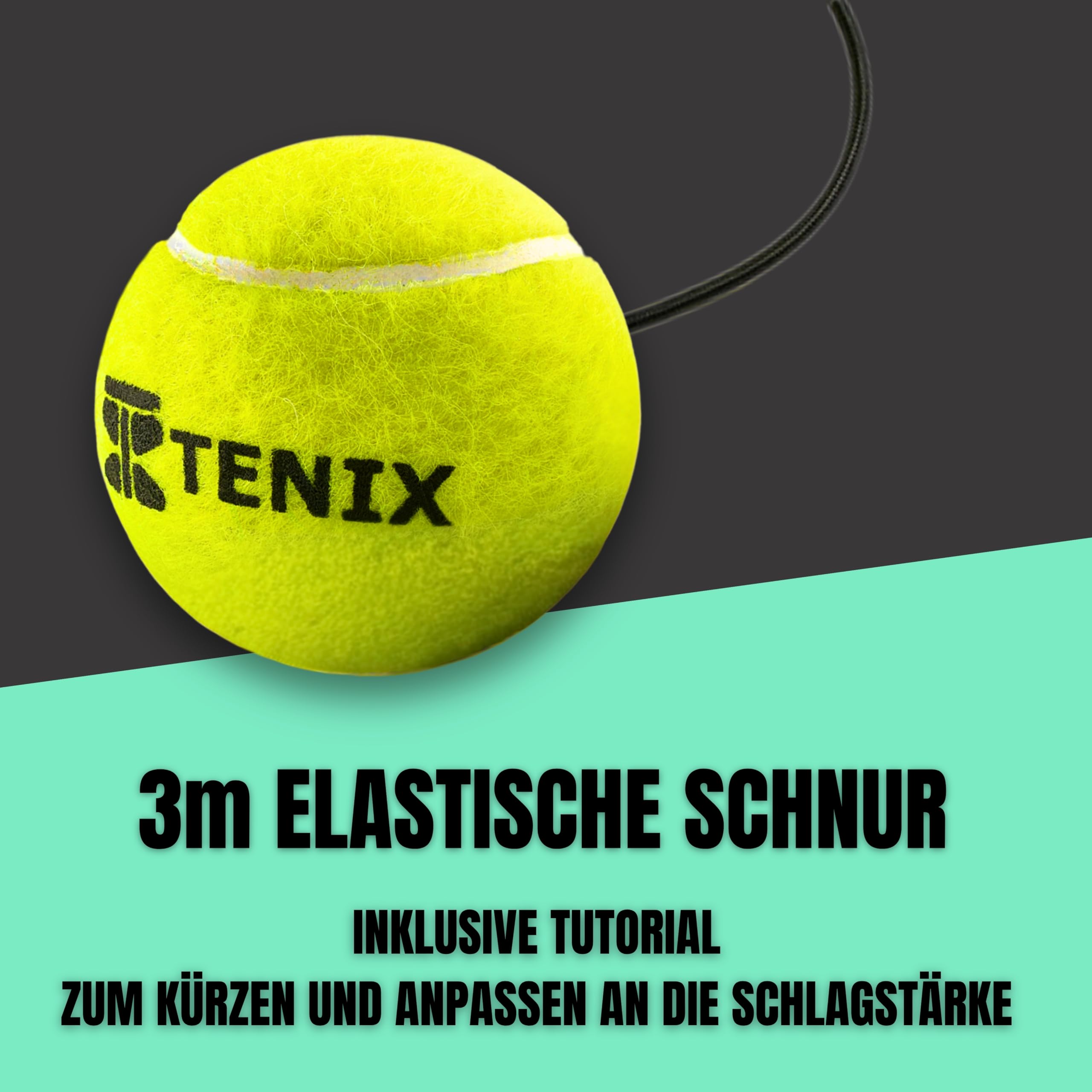 TENIX® 3er Set Padelball mit Schnur | Ersatzbälle für Padel-Trainer | inkl. druckversiegelter Padelballdose | Ersatzball mit elastischer Schnur für Padel Trainer
