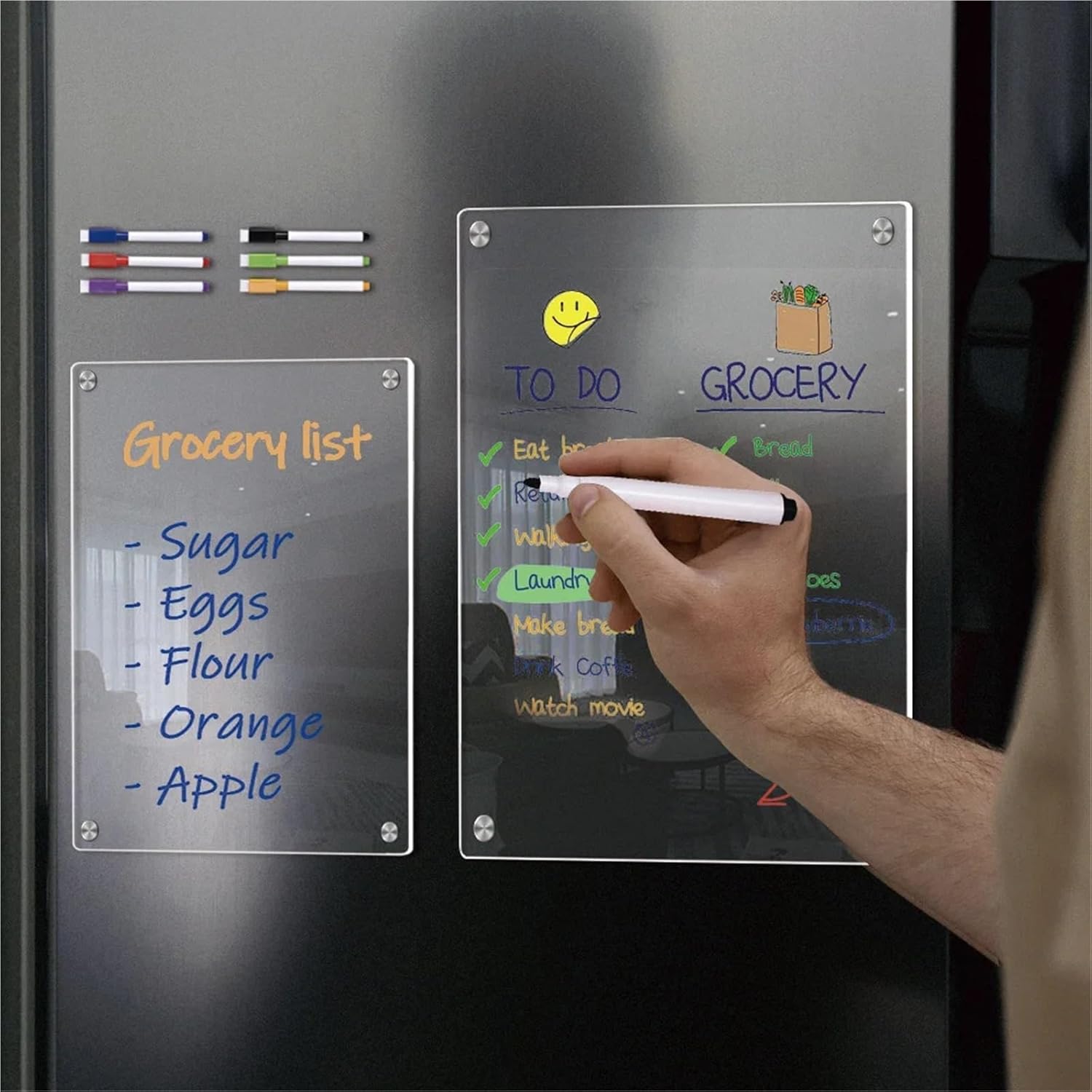 Magnetic Transparent Acrylic Week Plan Message Board Scratchable Refrigerator Sticker(A4(21x29.7cm))