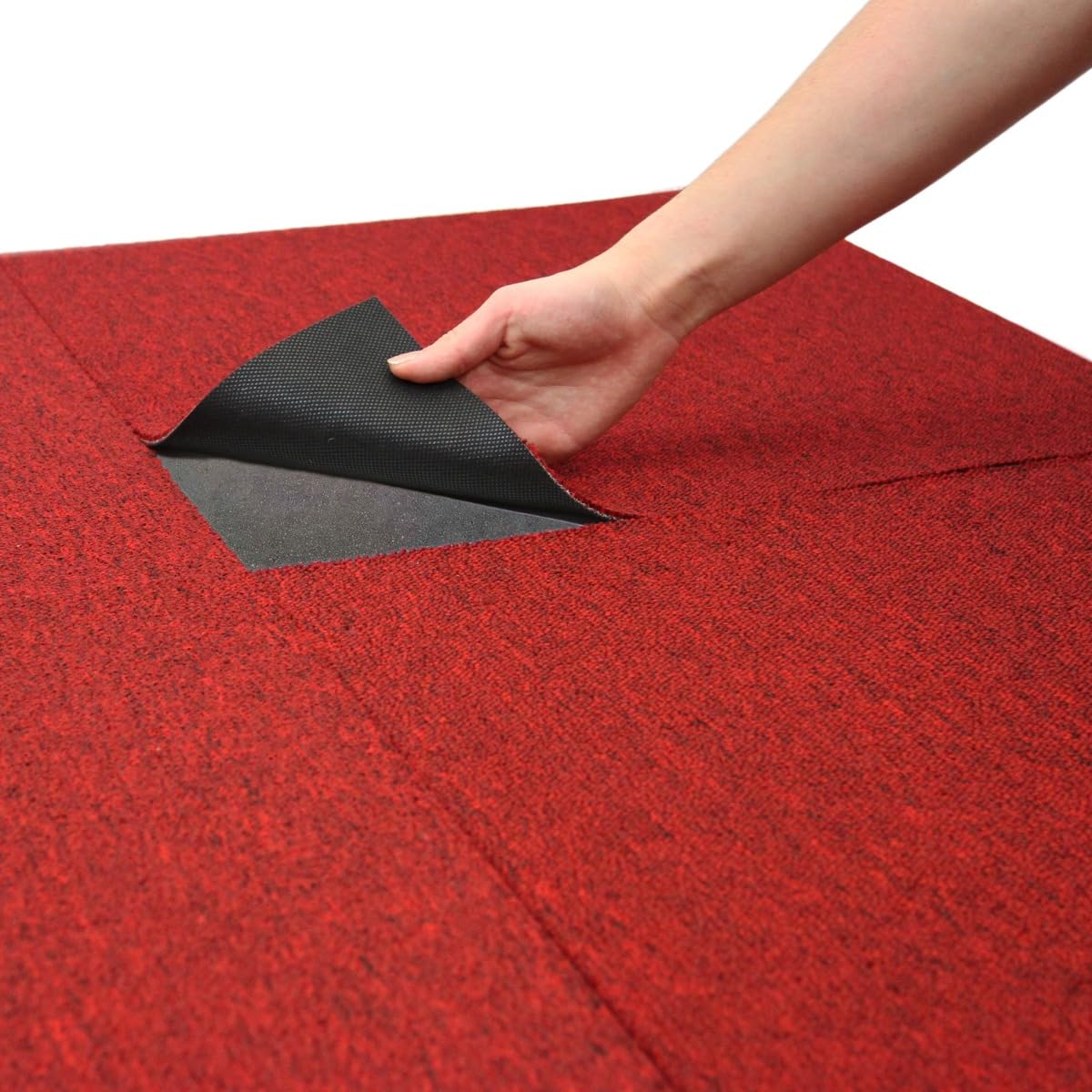 40 dalles de moquette rouge écarlate 10m² robustes pour commerce, vente au détail, bureau, magasin, maison, usage domestique, revêtement de sol de qualité supérieure, installation facile, carrés de 50