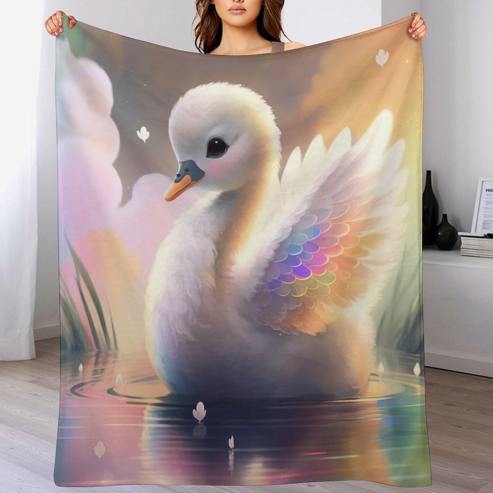 Couverture cygne cocooning pour des soirées canapé chaleureuses en famille et moments de lecture