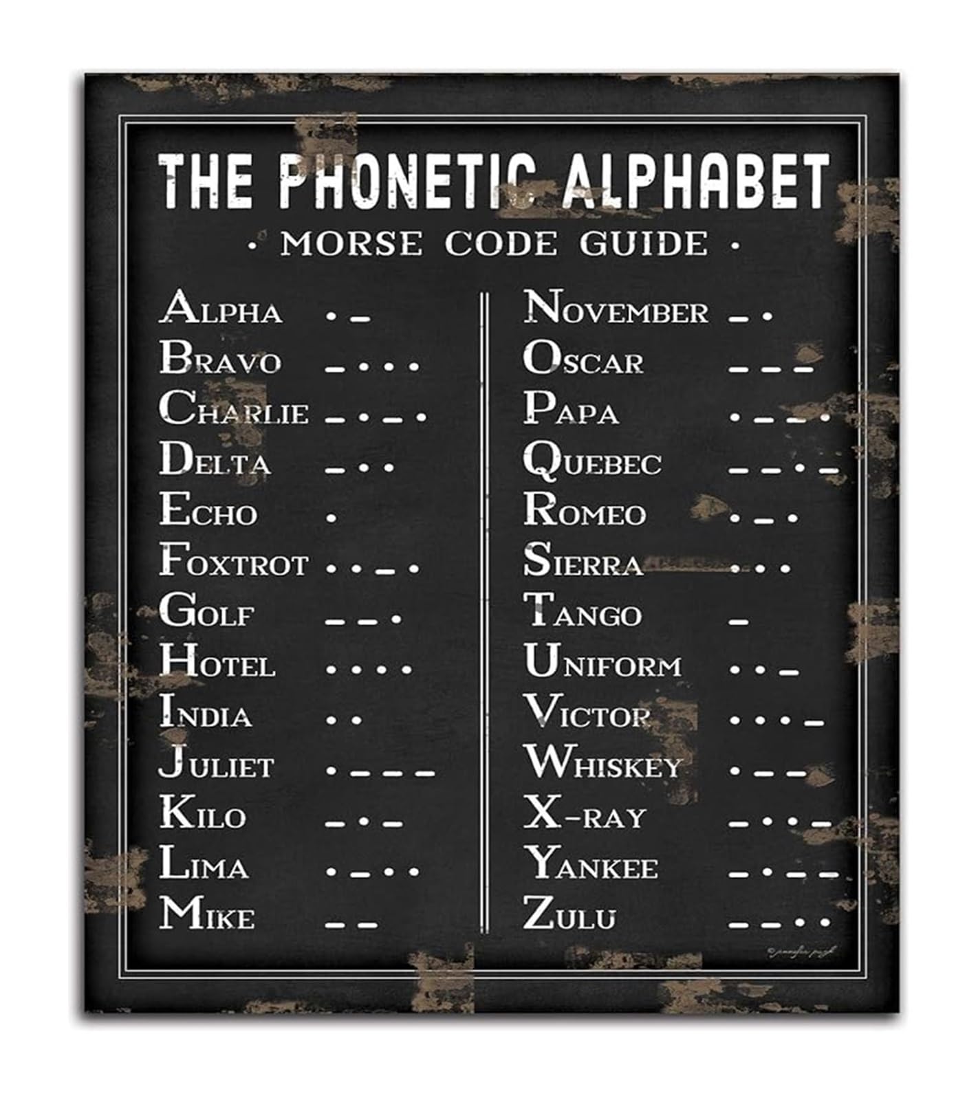 KCDFDVJFBM Morse Code Learning Poster Phonetic Chart Print for Classroom Office Wall Decor Gift for Tech Nerds(Framed,08x12inch(20x30cm))