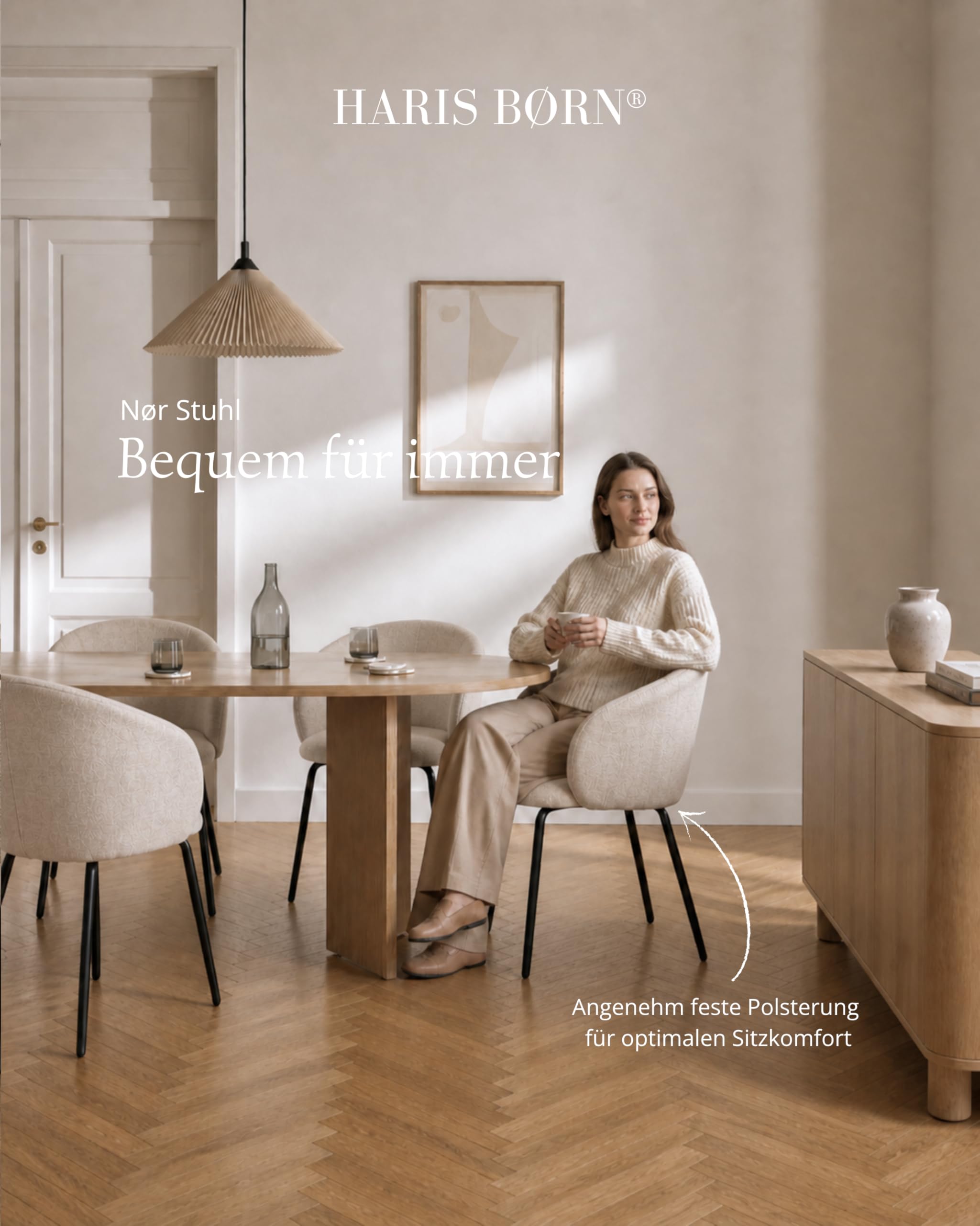Esszimmerstühle (2er Set) Beige - Bequeme Polster Esszimmerstühle mit Armlehne - Premium Esstisch Stühle & Wohnzimmer Stühle - Moderne Esszimmerstühle 30 Tage risikofrei testen
