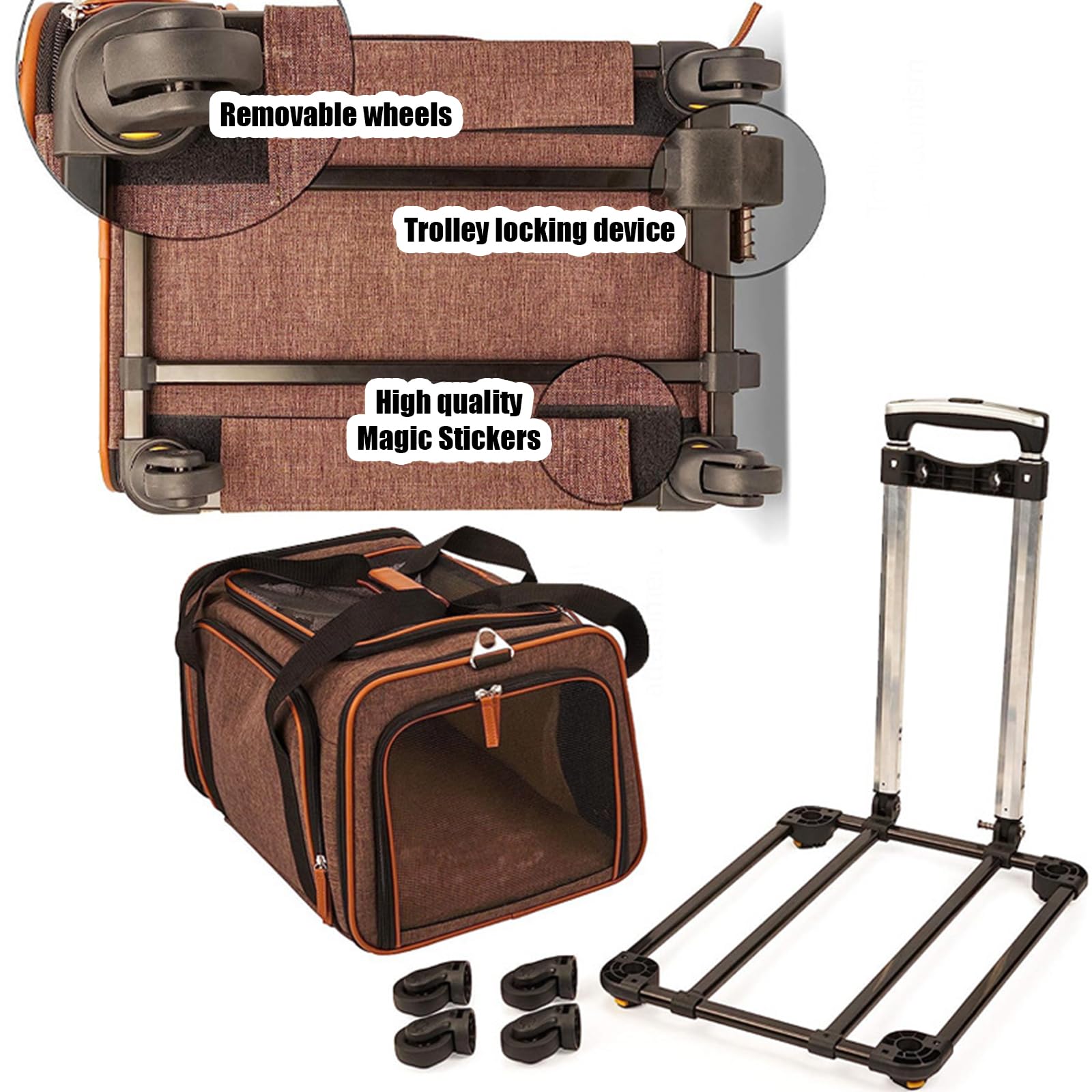 Sac Transport Chat, Caisse De Transport Chat en Maille Respirant avec roulettes, Sac À Dos Extensible Trolley pour Chat/Chiens 25LBS pour Excursions Urbaines Et Randonnée