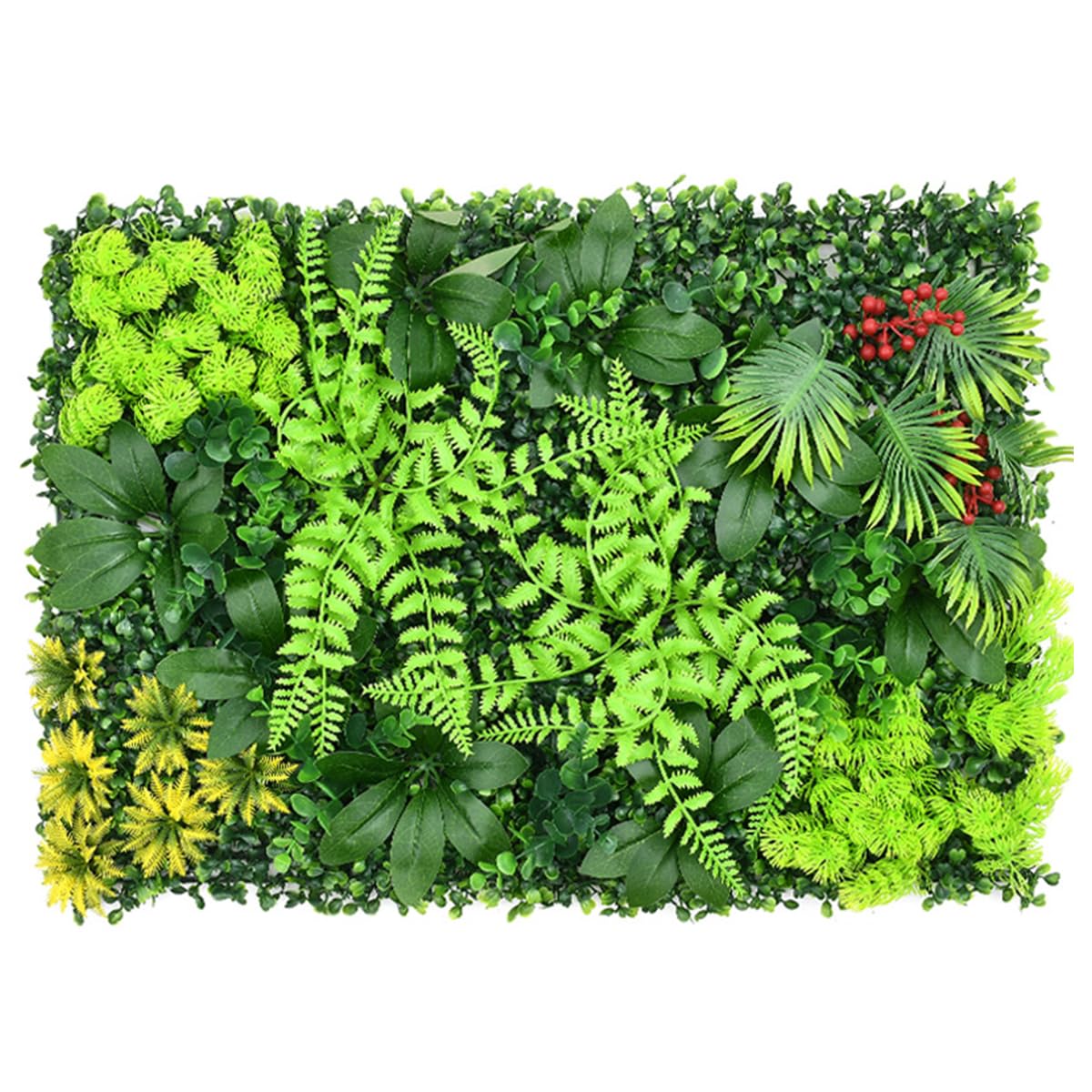KTCINA 1Pcs Artificial Plant Flower Living Wall Panels 60x40cm Artificial Green Wall Panels Fence Privacy Screen Grass Fence Screening Spring Leaf Backdrop for Indoor Outdoor Garden Door Decor