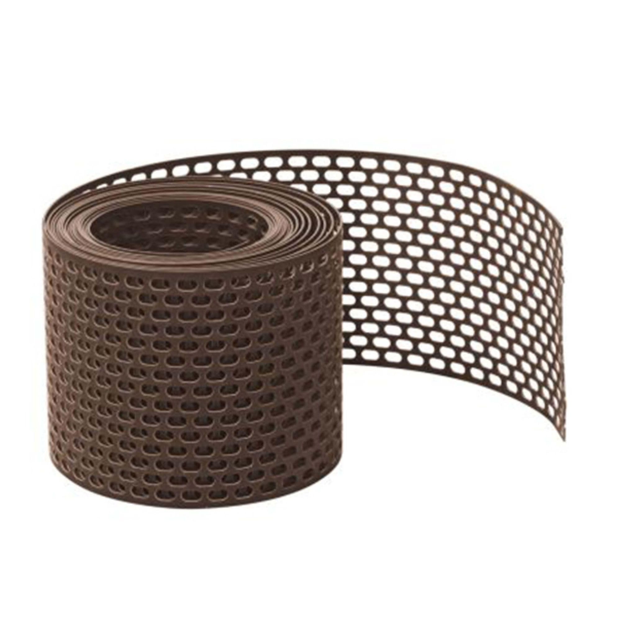 Rejilla de protección contra pájaros 5m x 80mm, 1 rollo Rejilla de alero marrón de PVC, cinta de ventilación para una ventilación óptima de la fachada y el tejado