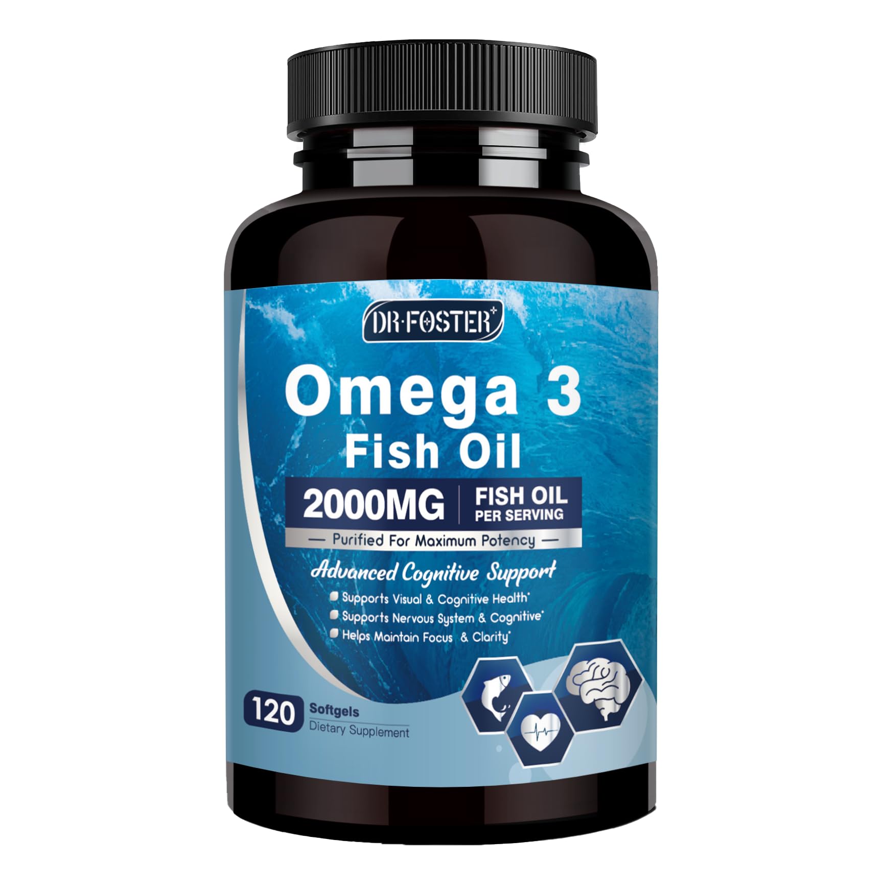 DRFOSTER Omega-3 Fish Oil 2000mg, 120 Softgels 120 Count (Pack of 1)