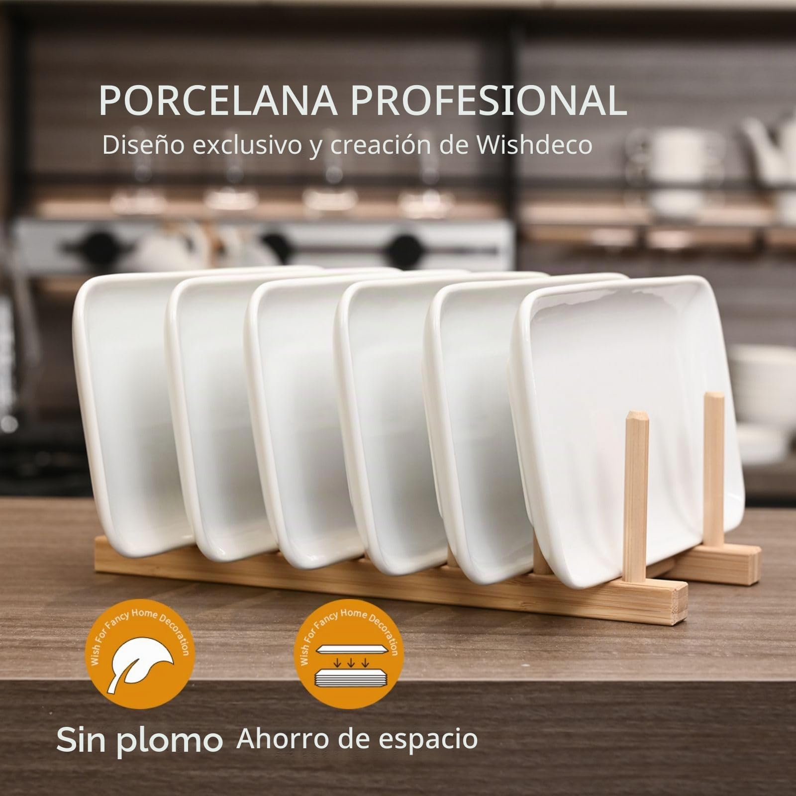 WishDeco Juego de 6 Fuente para Servir Comida, Platos Rectangulares, Blanco Platos de Porcelana 23x12 cm, Plato Servir Cerámica para Postre, Sushi, Aperitivo, Ensalada