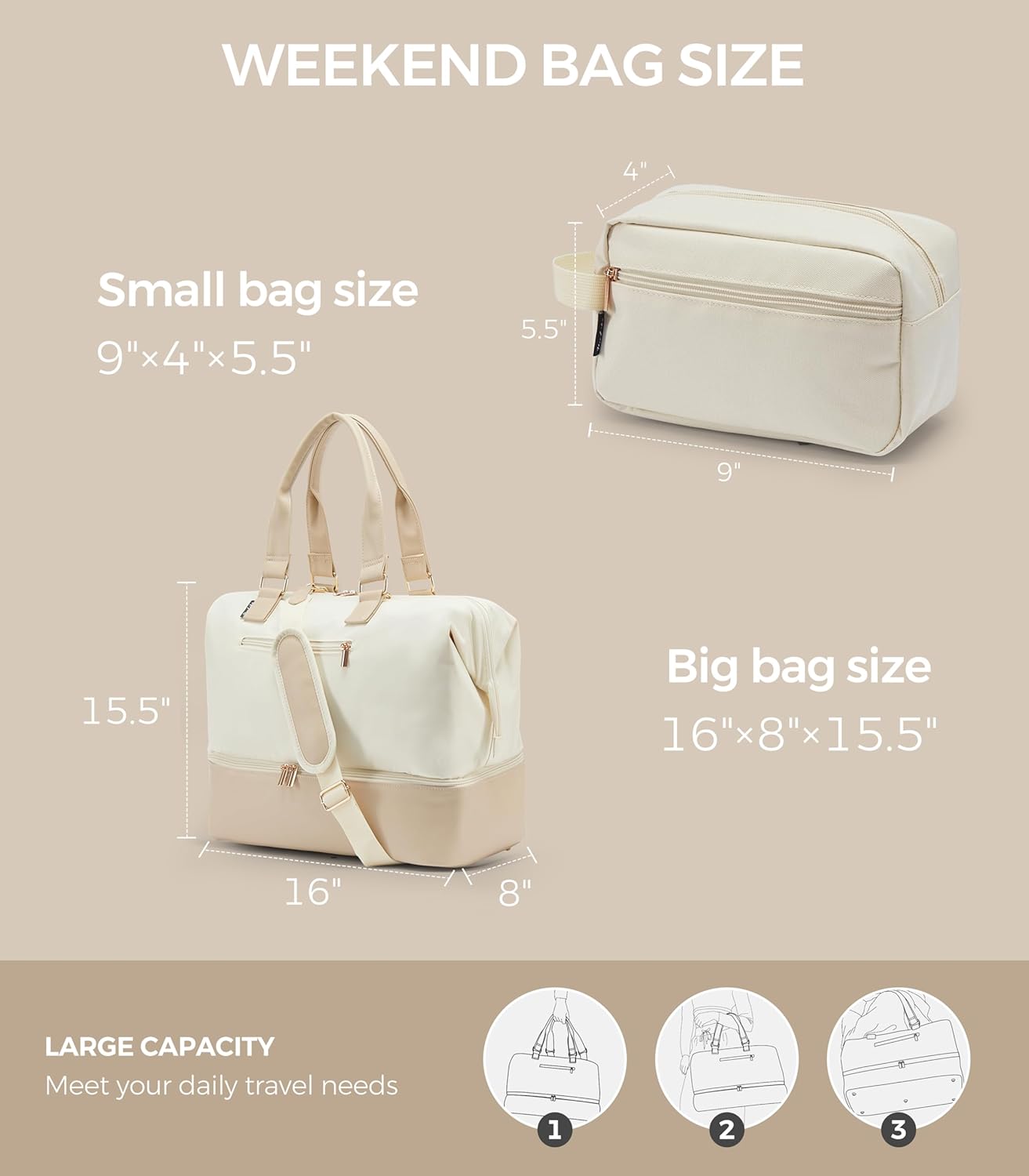 Weekender Bags for Women, Large Travel Duffel Bag with Shoes Compartment, Carry On Overnight Tote Bags with Toiletry Bag - Image 9