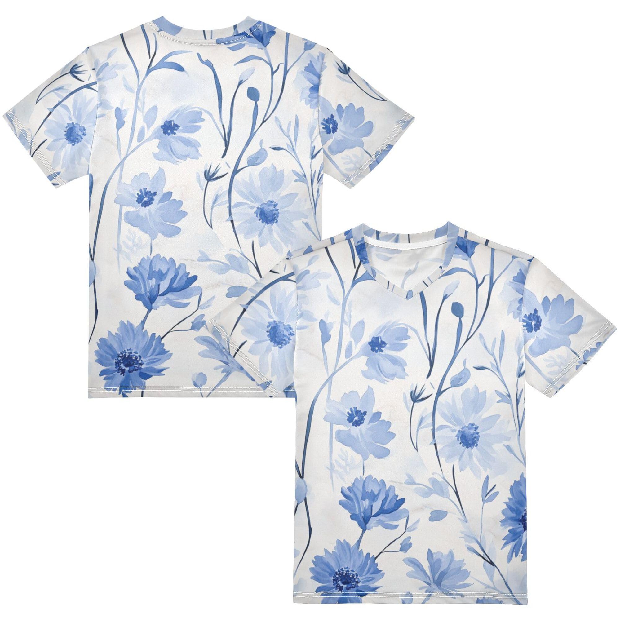 Kids Short Sleeve Tees Soft Breathable Beauty Floral Kids Activewear for Kids Juniors