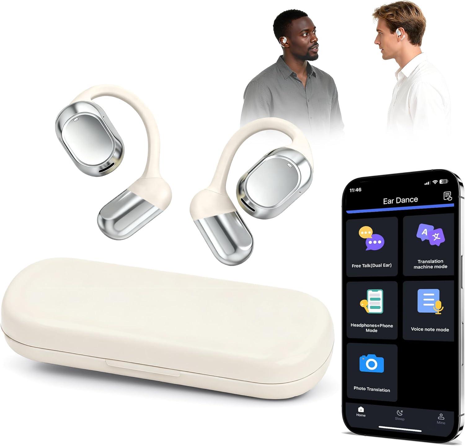 Translation Earbuds Wireless Bluetooth Headphones - Real-time Interpreter Language Translator Ear Buds with APP No Subscription, Touch Control Operate Fit Travel, Learning, Video Call Translating