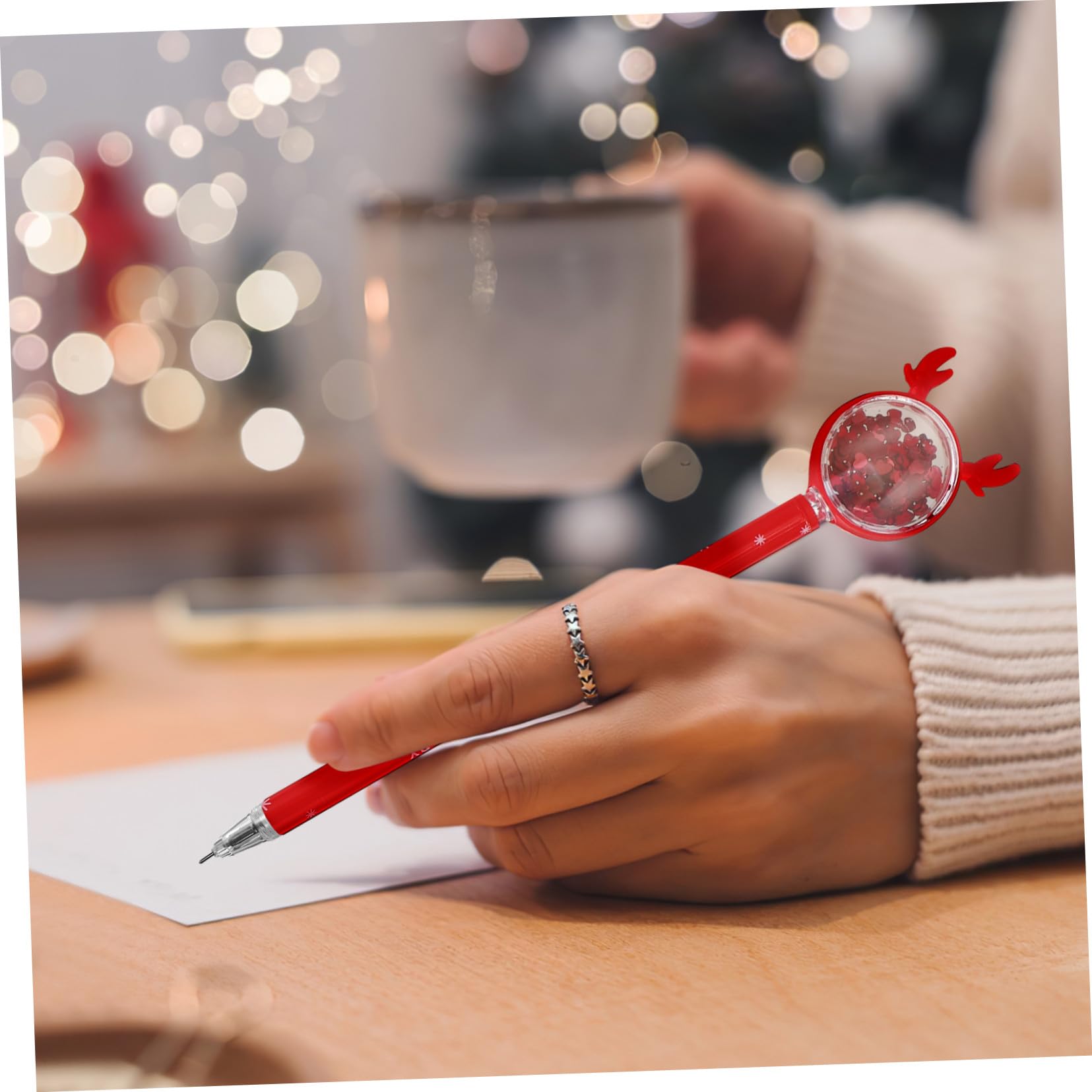 ERINGOGO 36 Pièces Stylos Gel Thème Noël avec Toppers Renne Adorables Stylos Écriture Lisse pour Bureau École Créatif