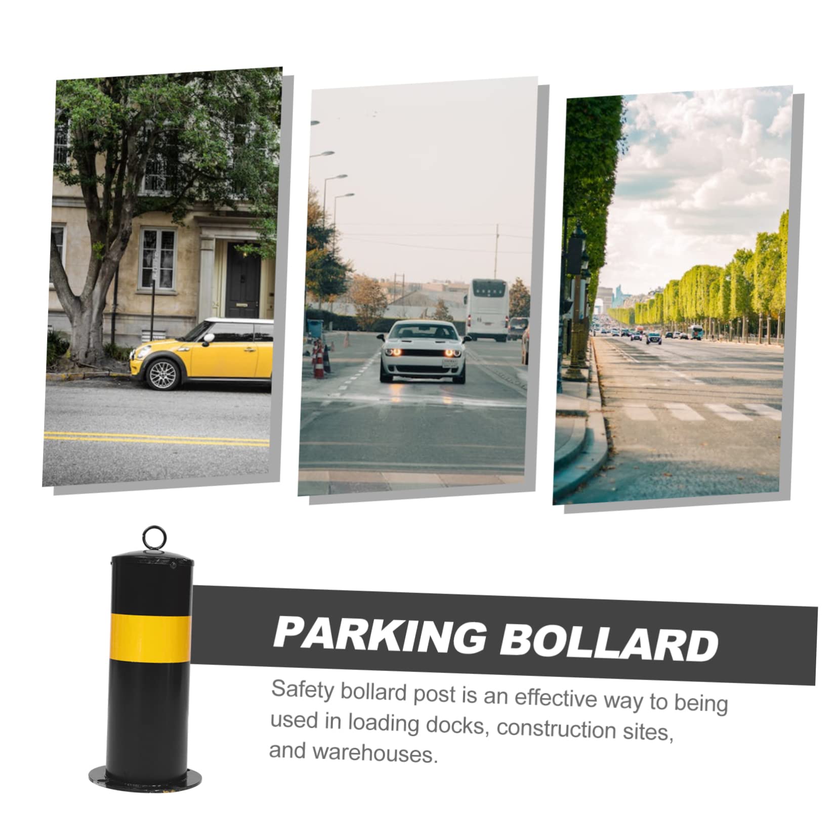 Bolardo de Acero Negro para Protección Vial y Control de Acceso | Interior, Exterior, Empresas, Municipios, Diseño Profesional, Carreteras, Almacenes, Uso Industrial