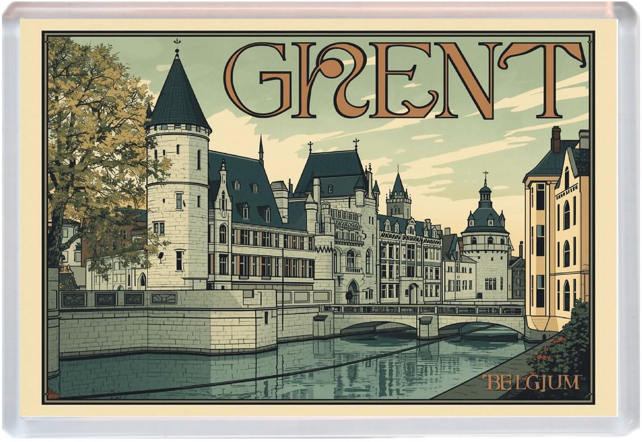 Baked Bean Store Multicolor Ghent - Belgium - Jumbo Artistic Fridge Magnet 96 X 67Mm Bbsfhm3081