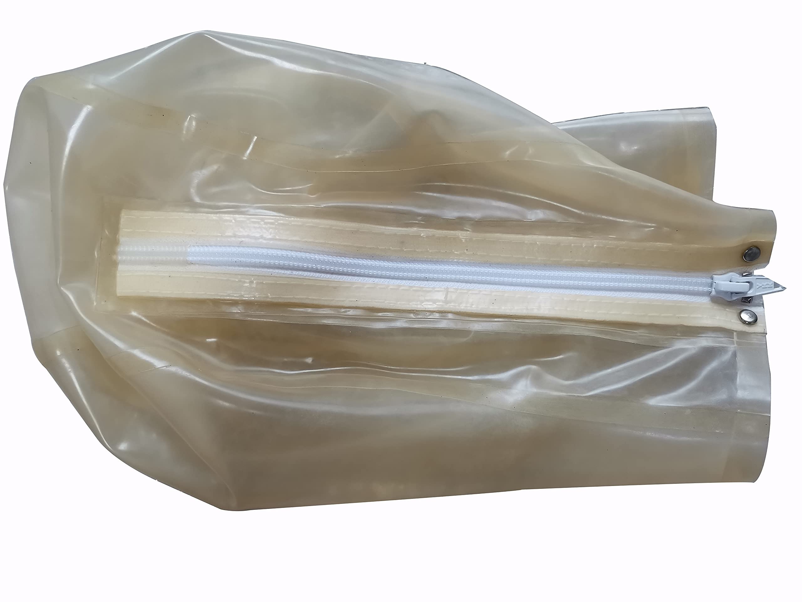 MFMYEE Cagoule en latex transparent, laissant apparaître les yeux et la bouche, masque de jeu de rôle SM/bondage, masque de fête/Halloween, avec fermeture éclair. (M)
