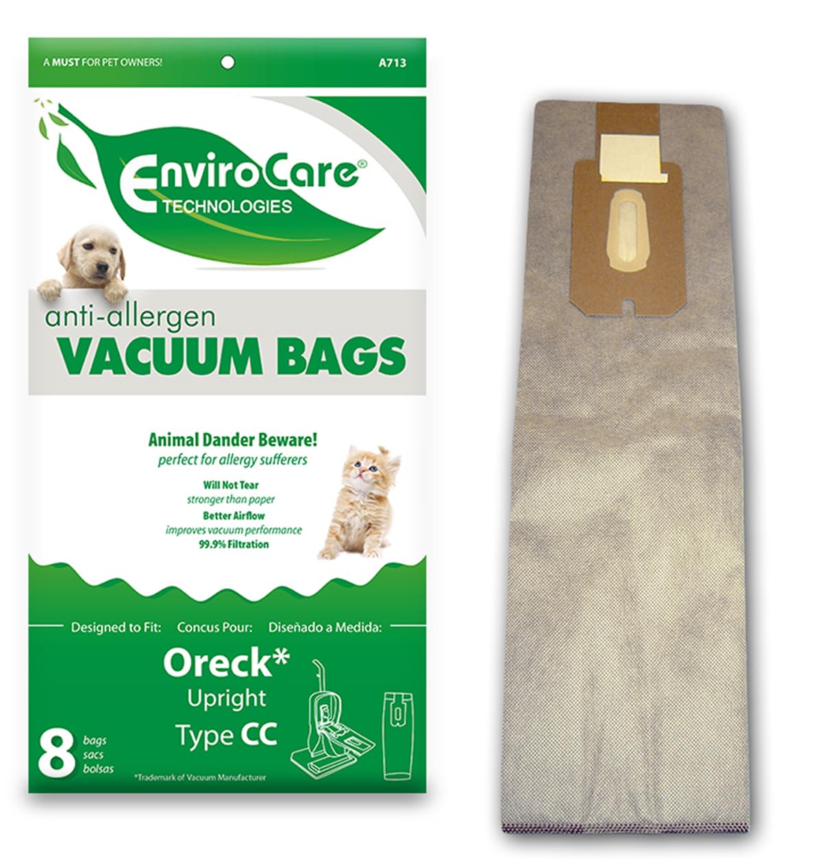 EnviroCare Replacement Vacuum Bags Designed to Fit Oreck Type CC, XL. Fits All XL7, XL21, 2000's, 3000's, 4000's, 8000's, 9000's Series Model Upright