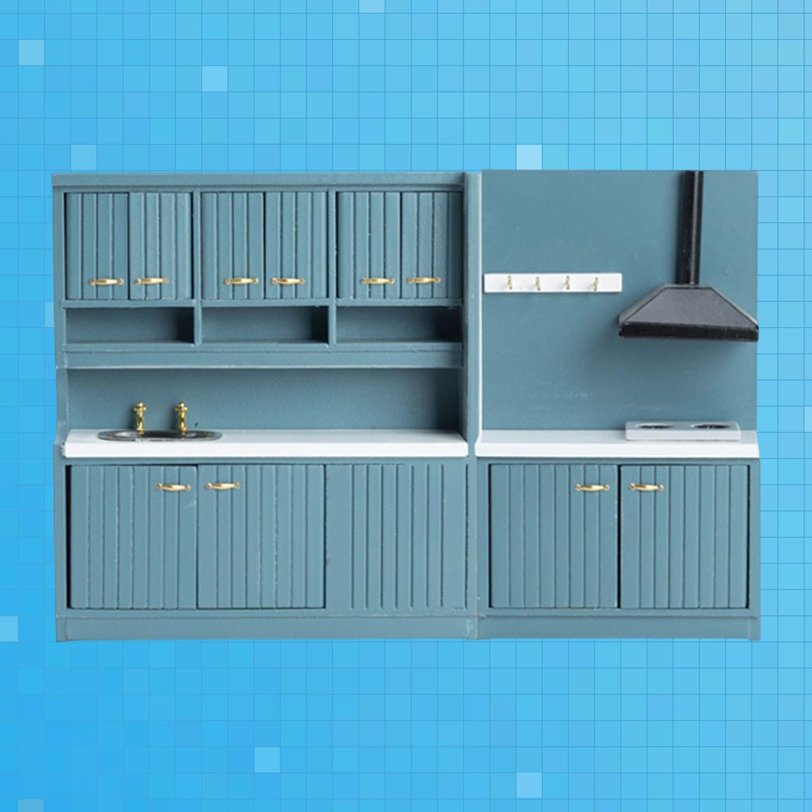 Caratteristiche del mobile da cucina per casa delle bambole in Per scala 112, disposizione dei mobili e decorazione artigianali, mobili da bancone per