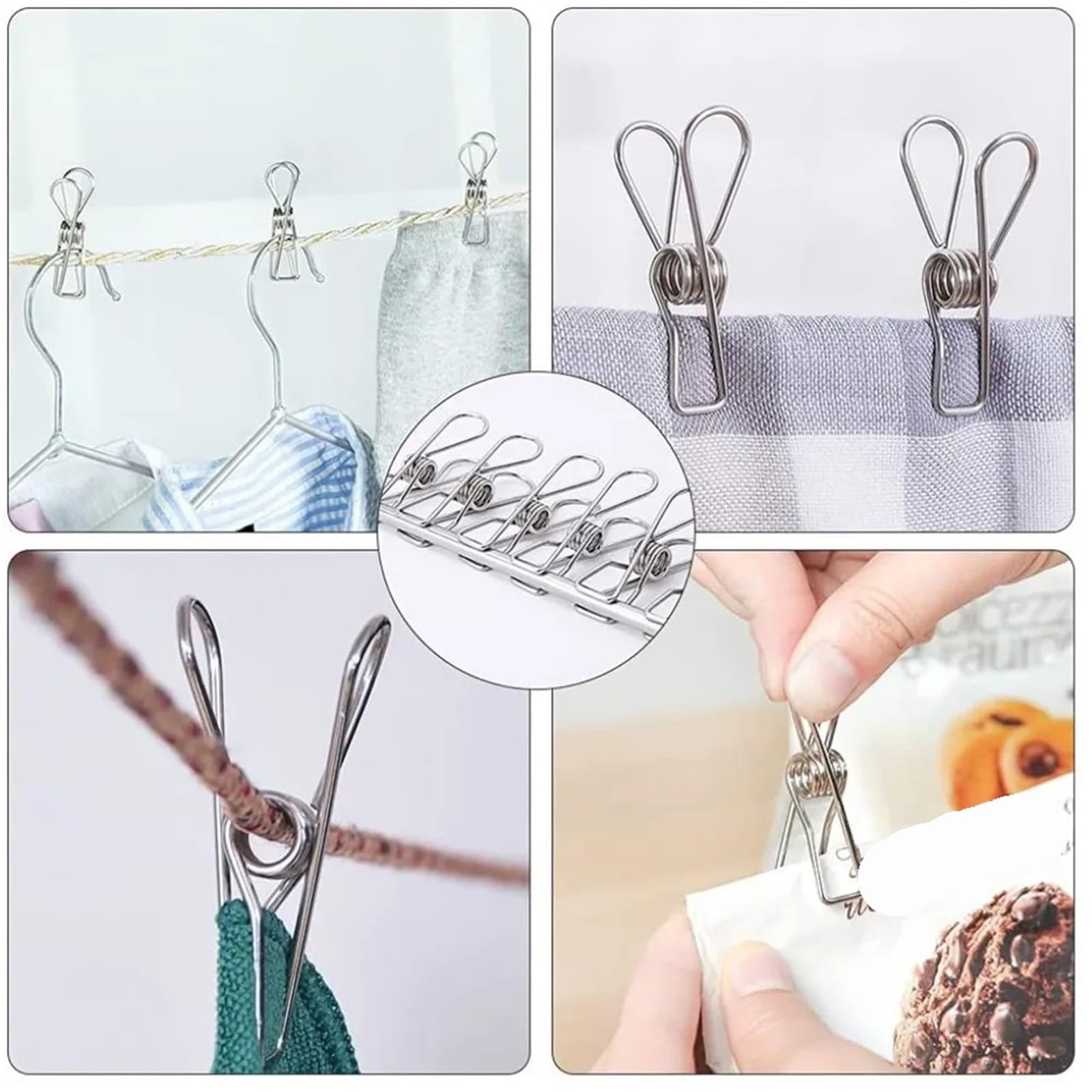 20/40Pcs Wäscheklammer Clips 5cm 6cm Edelstahl Waschen Bettdecke Hängen Metall Home Storage Werkzeug wäsche Kleidung Pins Für Kleidung(20pcs,6cm)