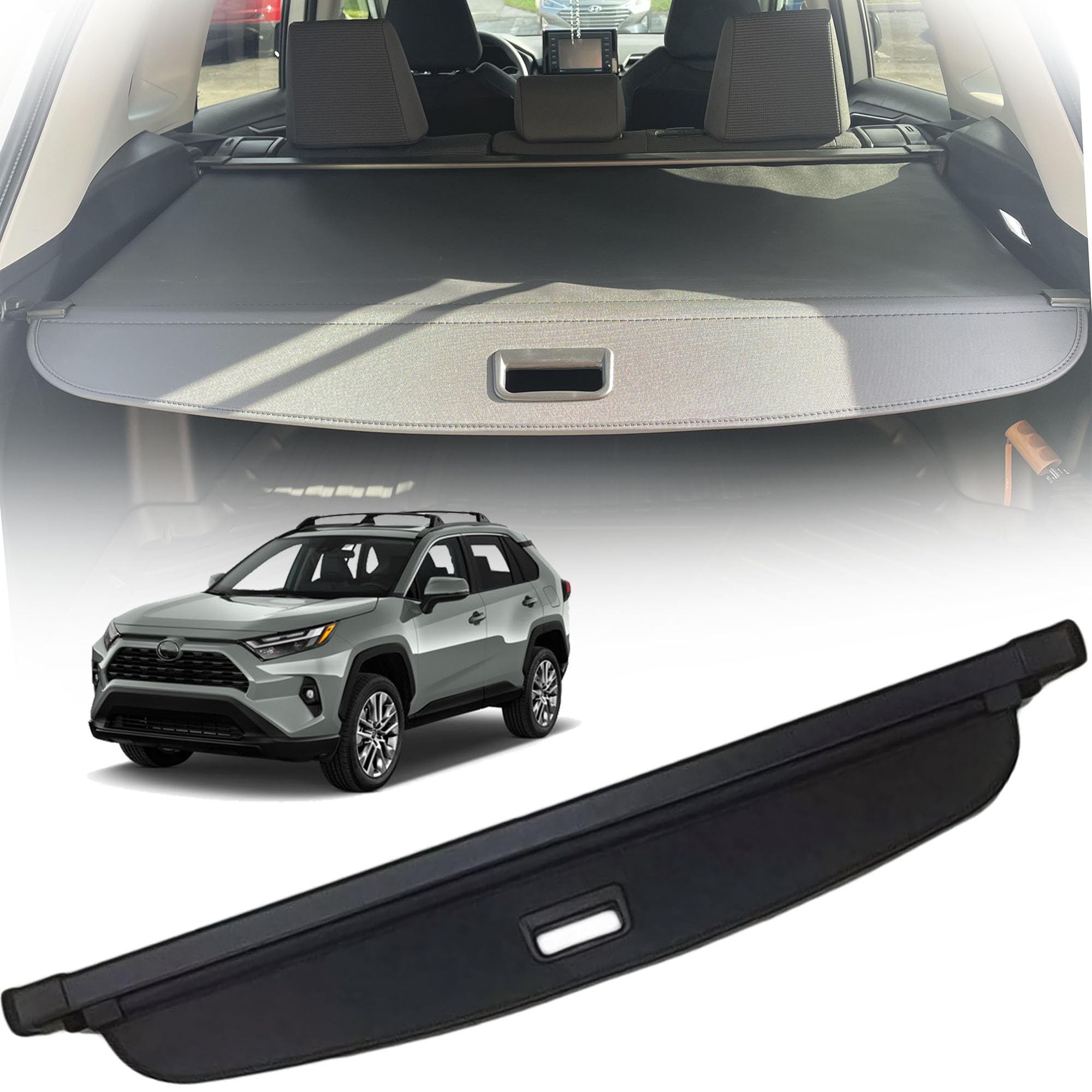 Retractable Cargo Cover Compatible with 2019-2024 Toyota Rav4 Trunk Cover Black
