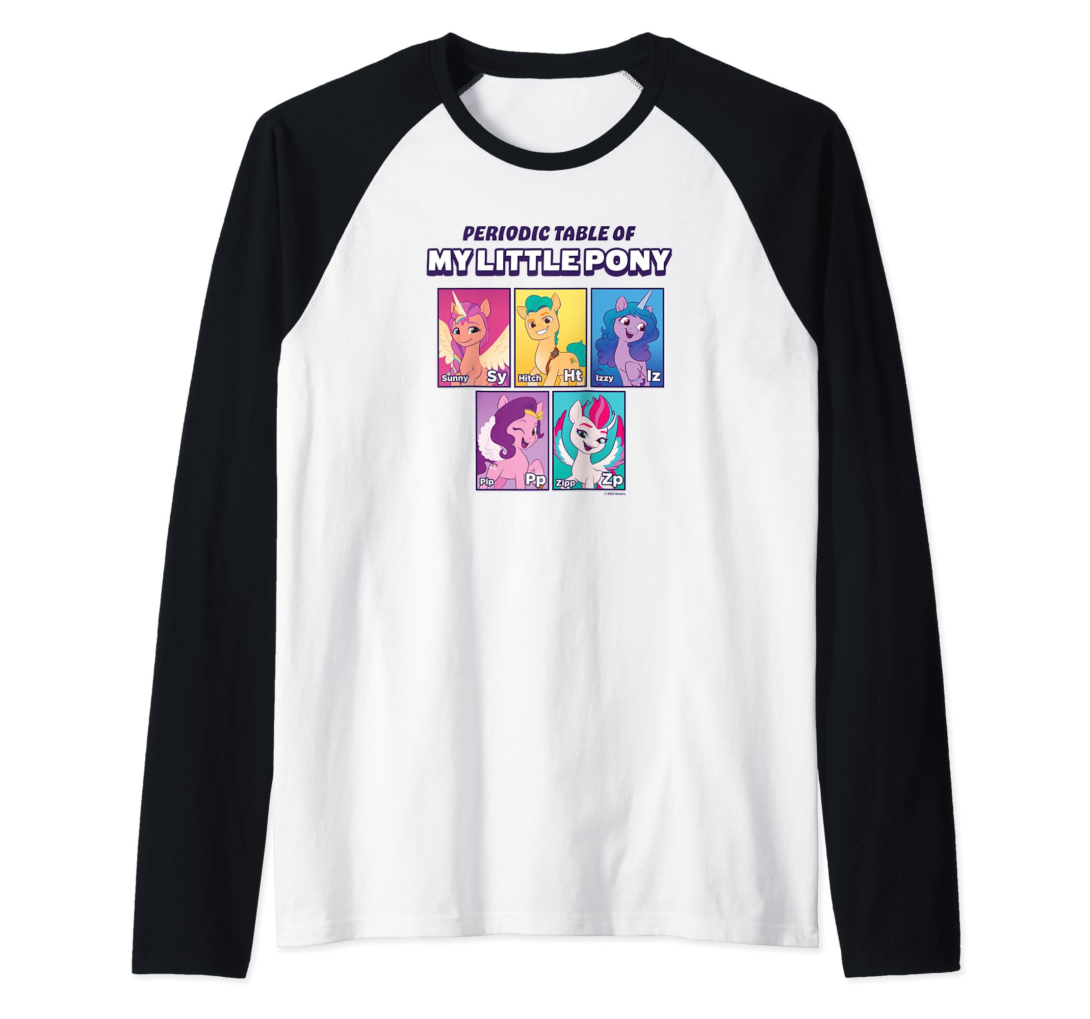 T-shirt My Little Pony Periodic Table avec manches raglan bicolores et imprimé graphique