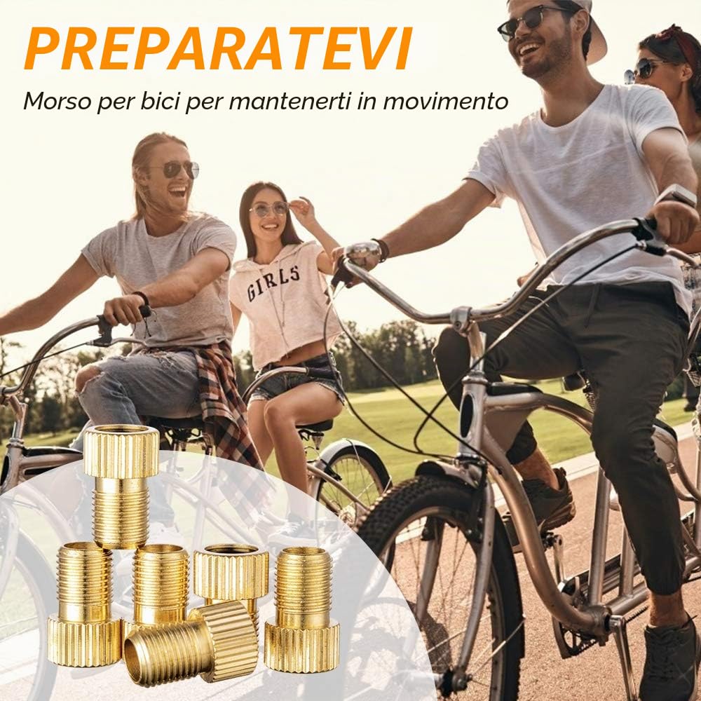 HZJD Adattatore per Valvola Presta, Convertire Presta in Schrader per Bicicletta, Gonfiare pneumatici utilizzando pompa standard o compressore d'aria, Tappi Per Valvole(2pezzi)