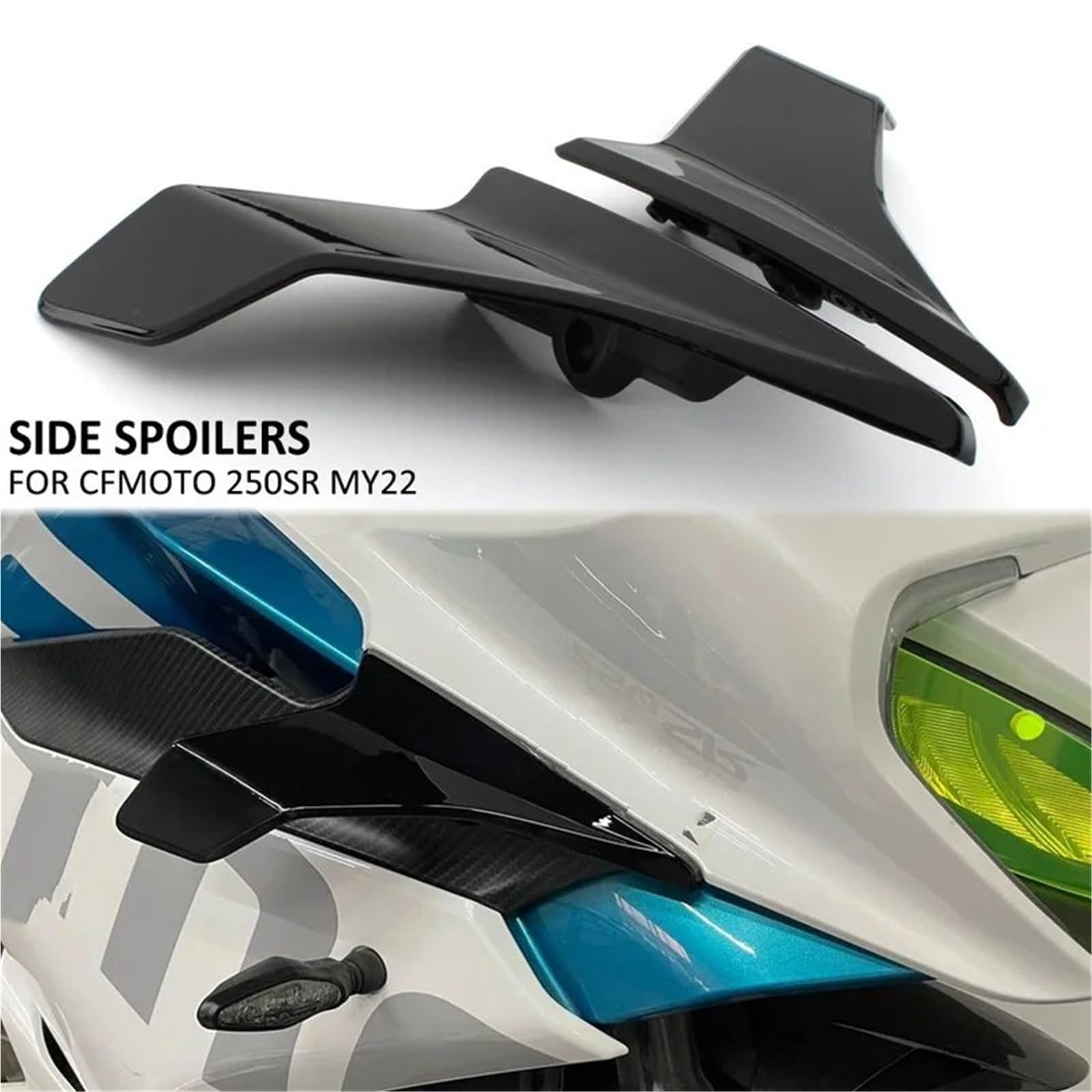 Front Bumper Splitter dachowy Pasuje do CFMOTO CF 250SR 250 SR MY22 Części motocyklowe CF250SR Boczne dociski Nagie spoilery Winglet Skrzydła Deflektory