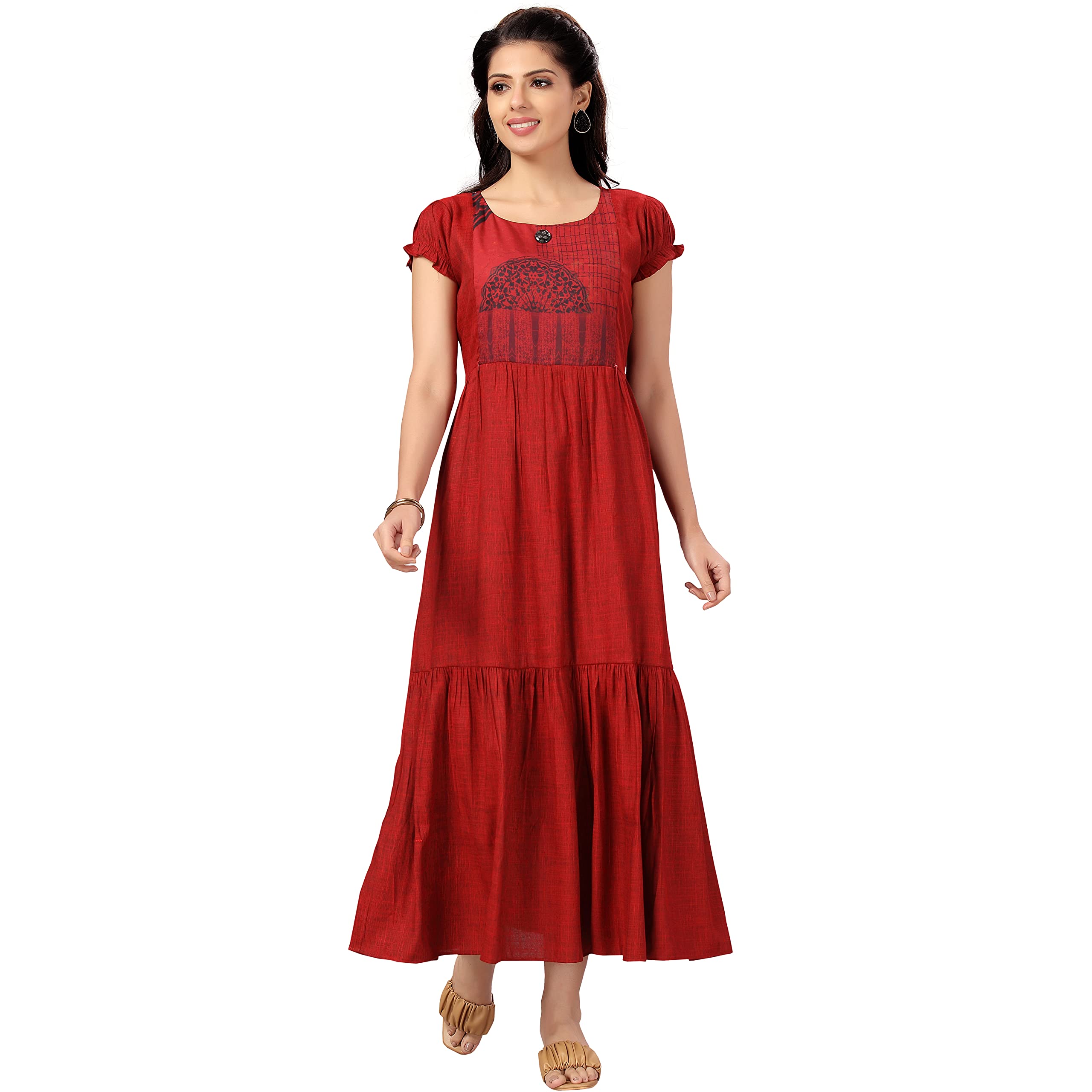 Cotton Rayon A-Line Flaired Maternity Feeding Kurti with Zippers | Pregnancy & Breastfeeding Dress for Women-image-28