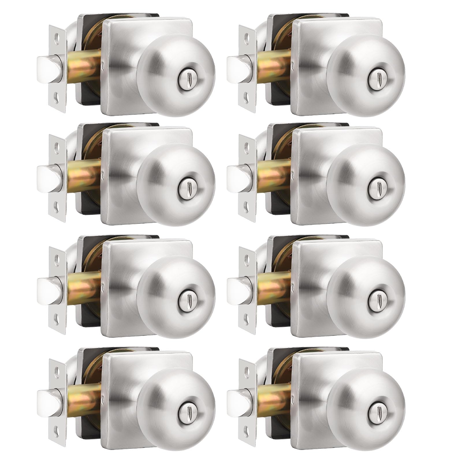 Brushed Nickel Privacy Door Knobs - Lockable & Secure -13