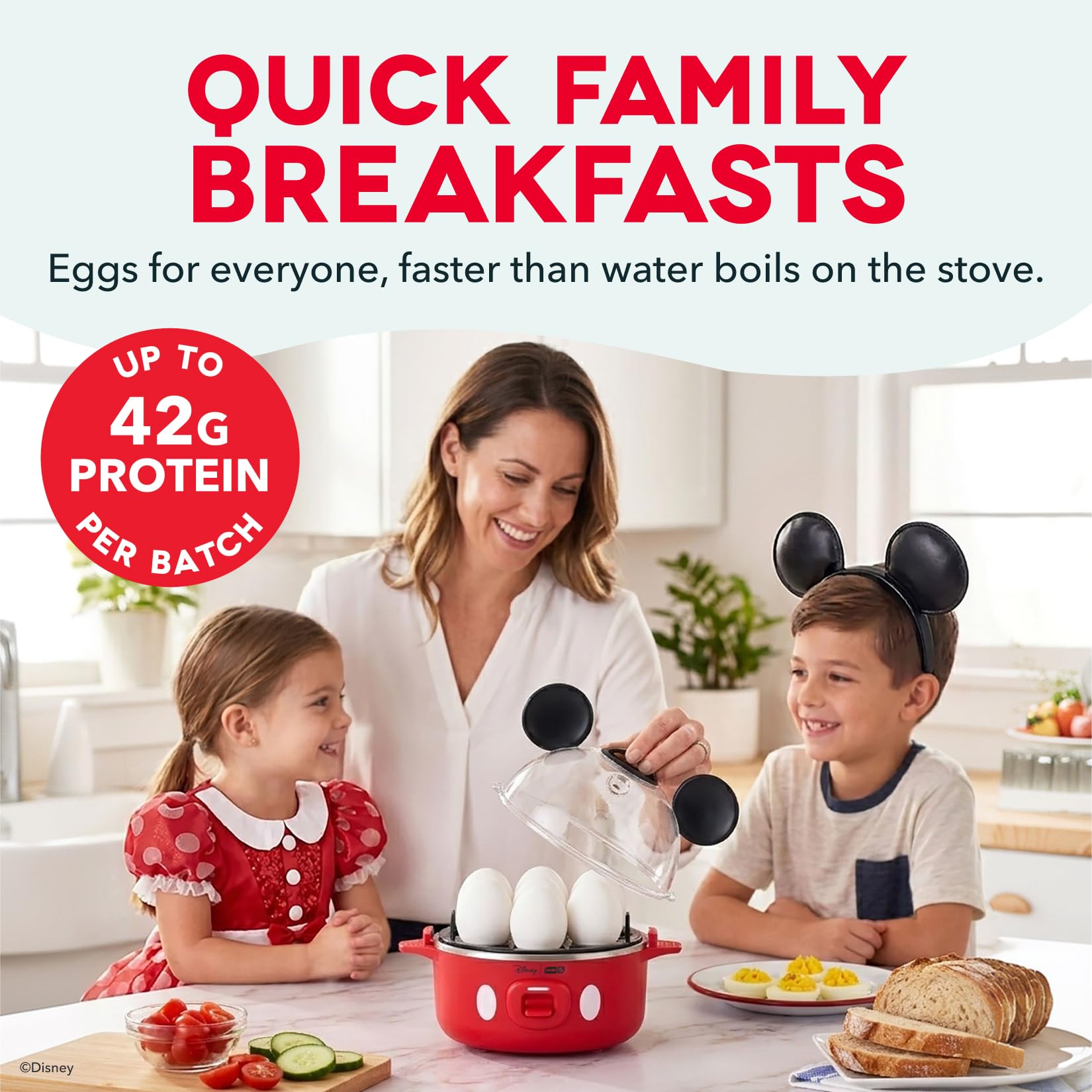 Disney | Dash Mickey Mouse Rapid Cuociuova, capacità 7 uova, rosso