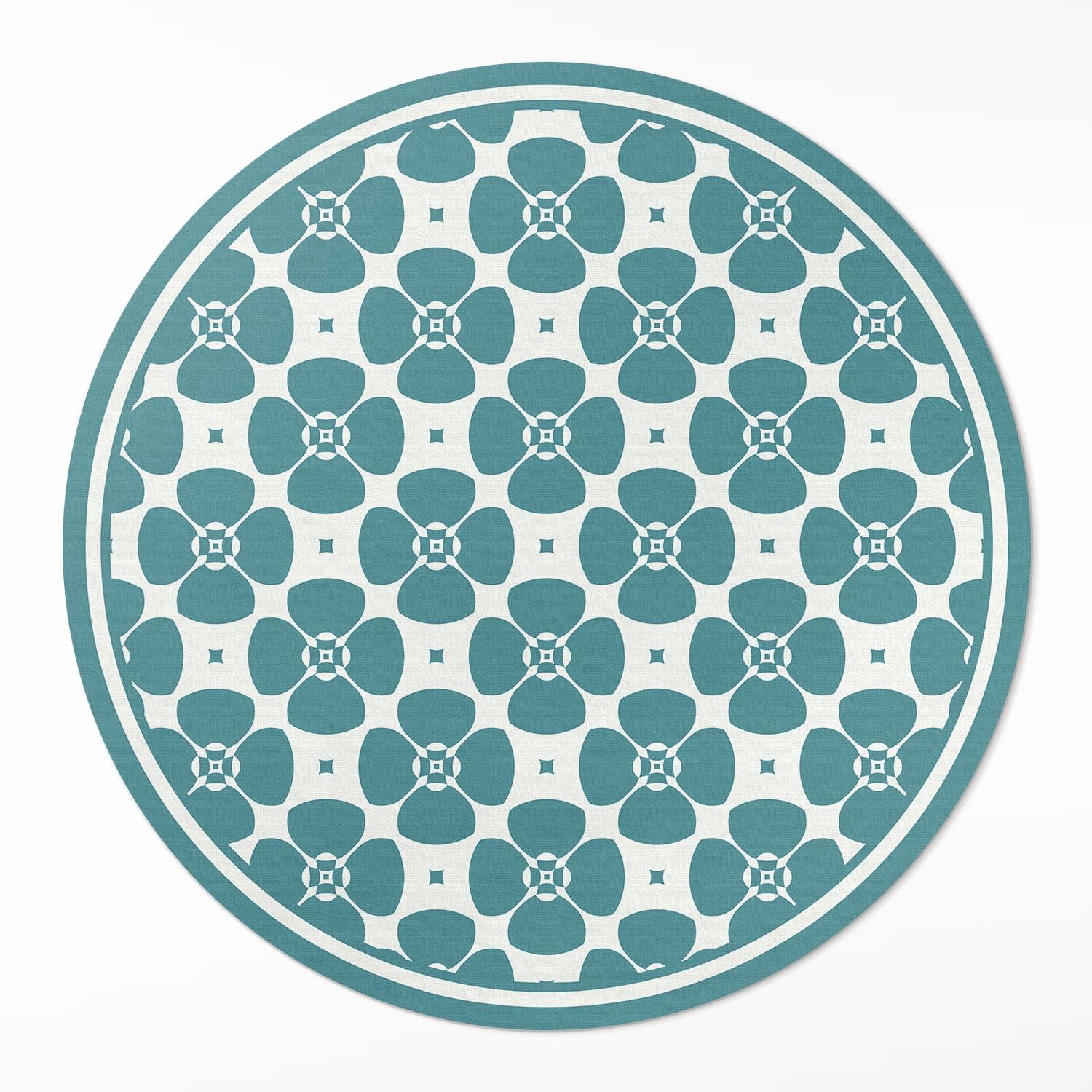 Tapis Vinyle ø120 cm Rond Tuile Florale en PVC