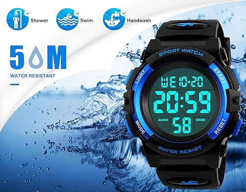 Miniatura 5 de Reloj digital para niños, deportivo, resistente al agua, con alarma, reloj de brazalete para niños y niñas