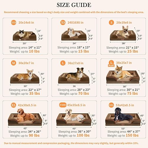 Miniatura 184 de Comfort Expression - Cama ortopédica para perros extragrandes, 53 x 42 pulgadas, cama impermeable y de apoyo de espuma con cojines removibles, con