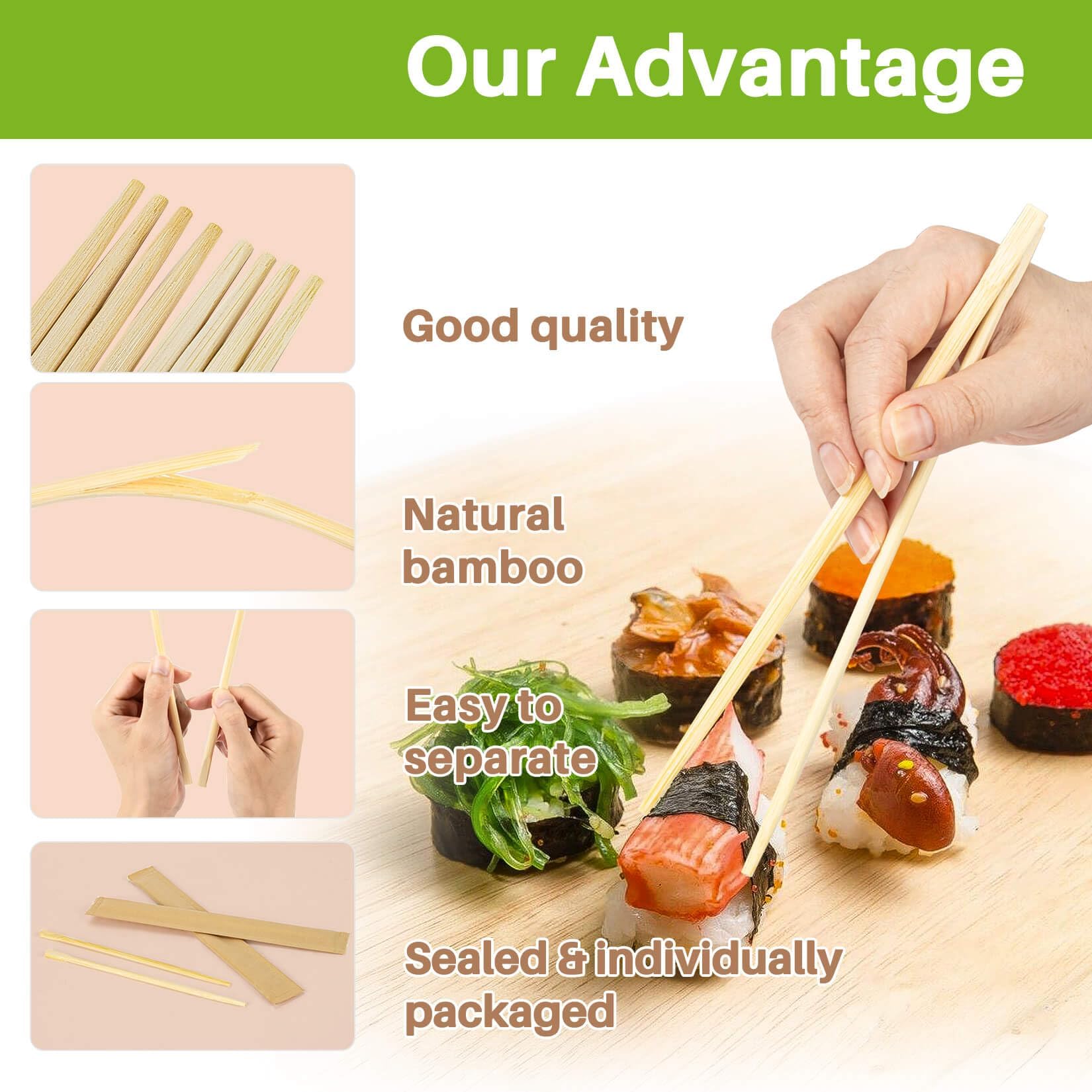 Bamboo Chopsticks Bulk - 40 Pairs Disposable -4